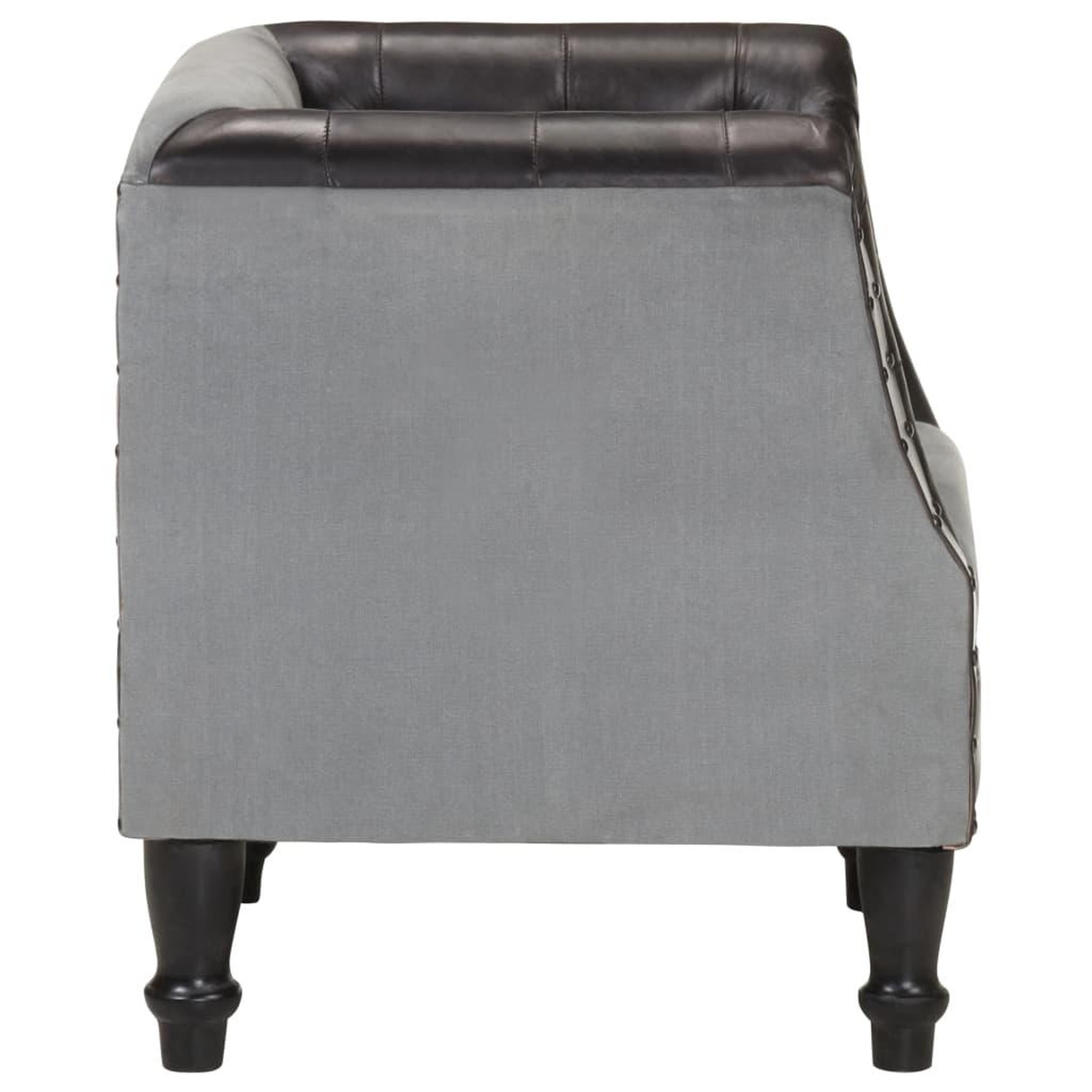 Voir la diapositive 3 : VIDAXL Chaise cabriolet Noir Cuir veritable et bois de manguier massif