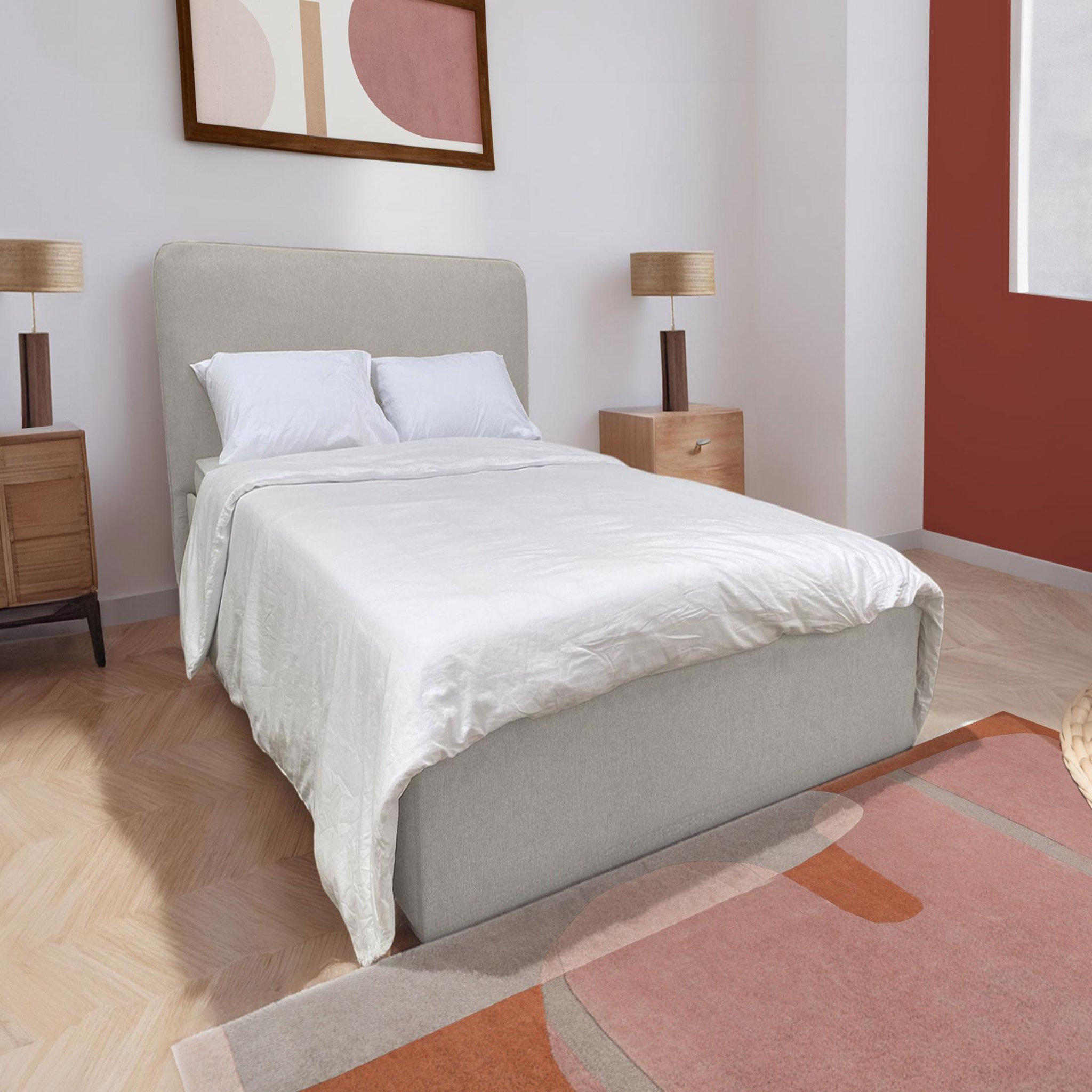 BEST MOBILIER Goyave - lit coffre - 140x190 - en tissu - sommier inclus. Coloris disponibles : Vert, Gris, Bleu, Beige, Orange