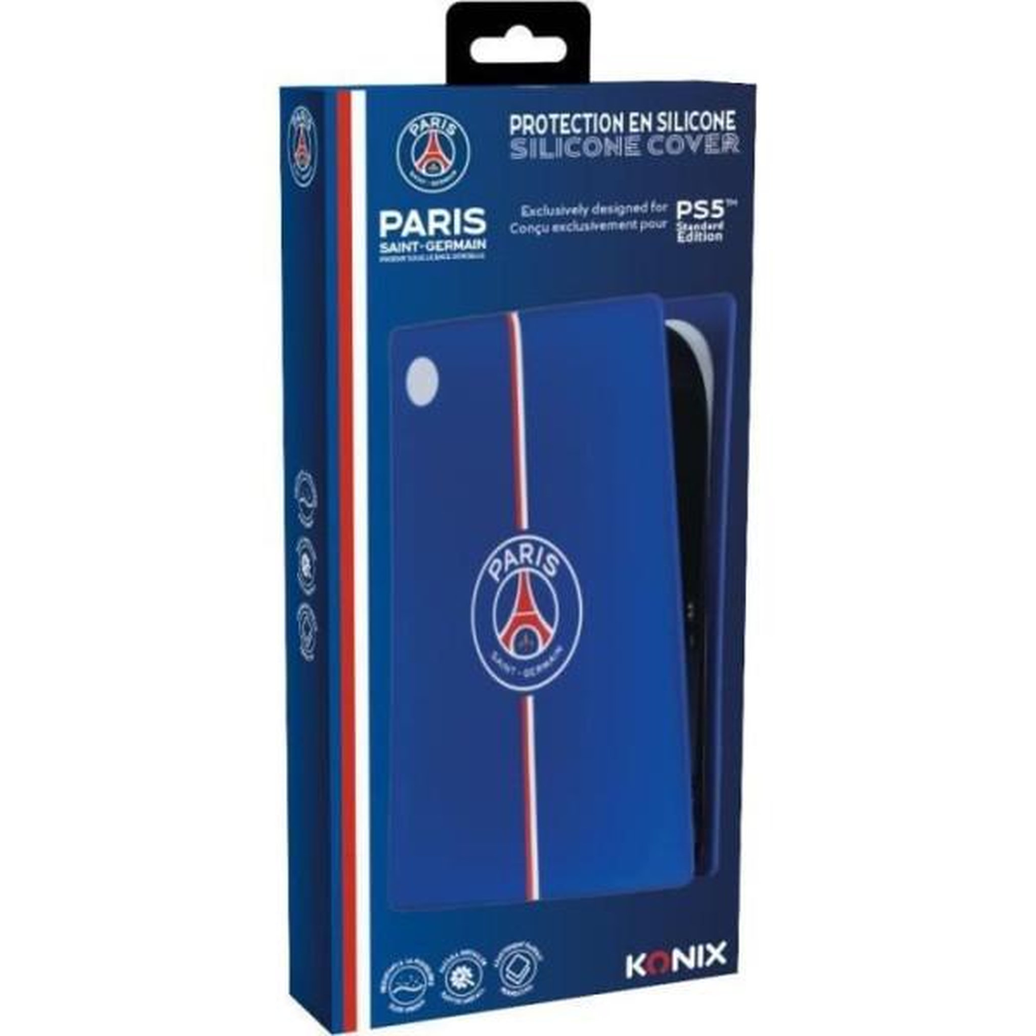 Voir la diapositive 2 : Konix Façade de protection - KONIX - PSG - PS5 - Silicone - Antichoc - Anti-rayures - Bleu