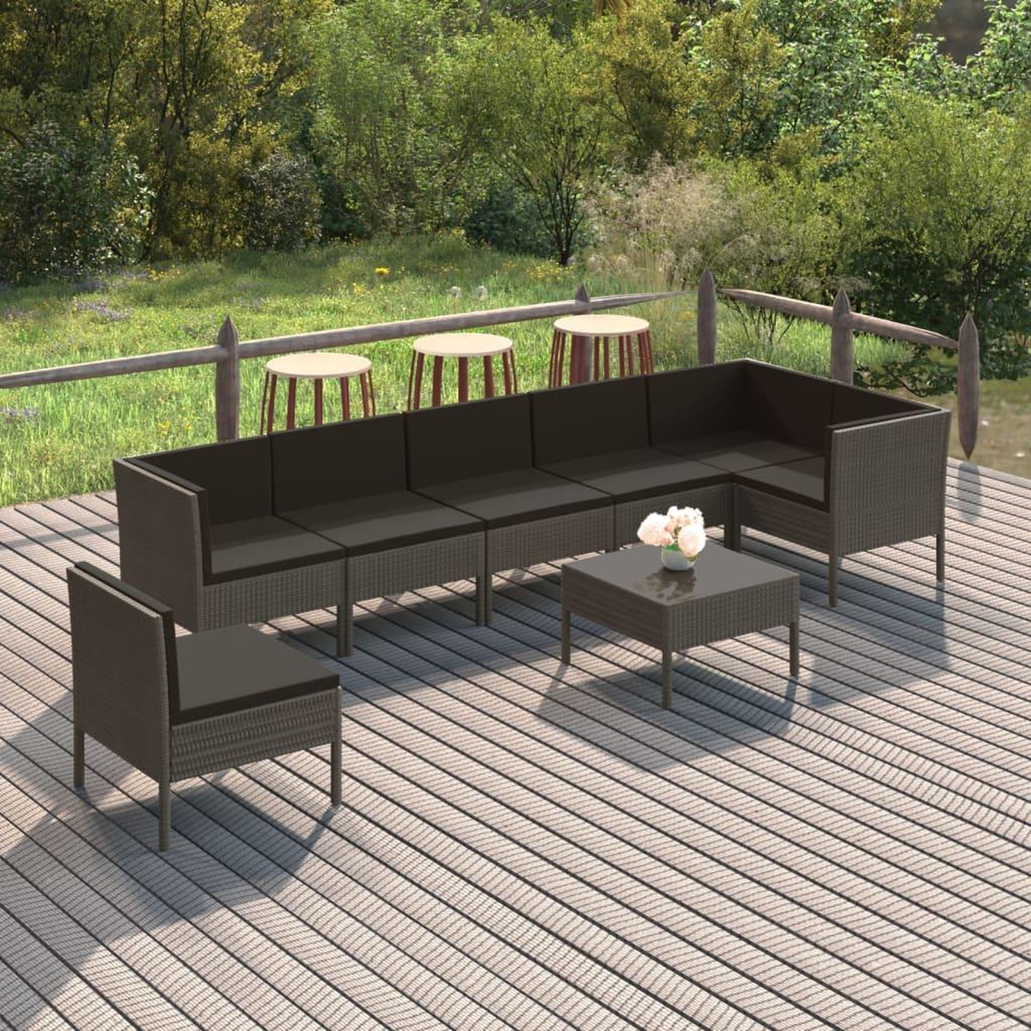 Voir la diapositive 1 : VIDAXL Salon de jardin 8 pcs avec coussins resine tressee gris
