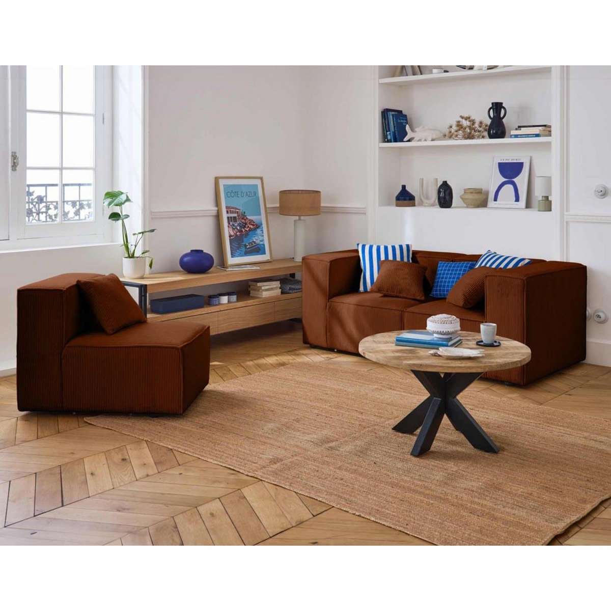 LISA DESIGN Arty - canapé modulable 3 places - en velours côtelé