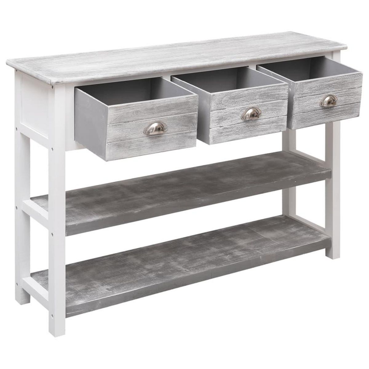 VIDAXL Buffet Gris antique 108x30x76 cm Bois de Paulownia massif