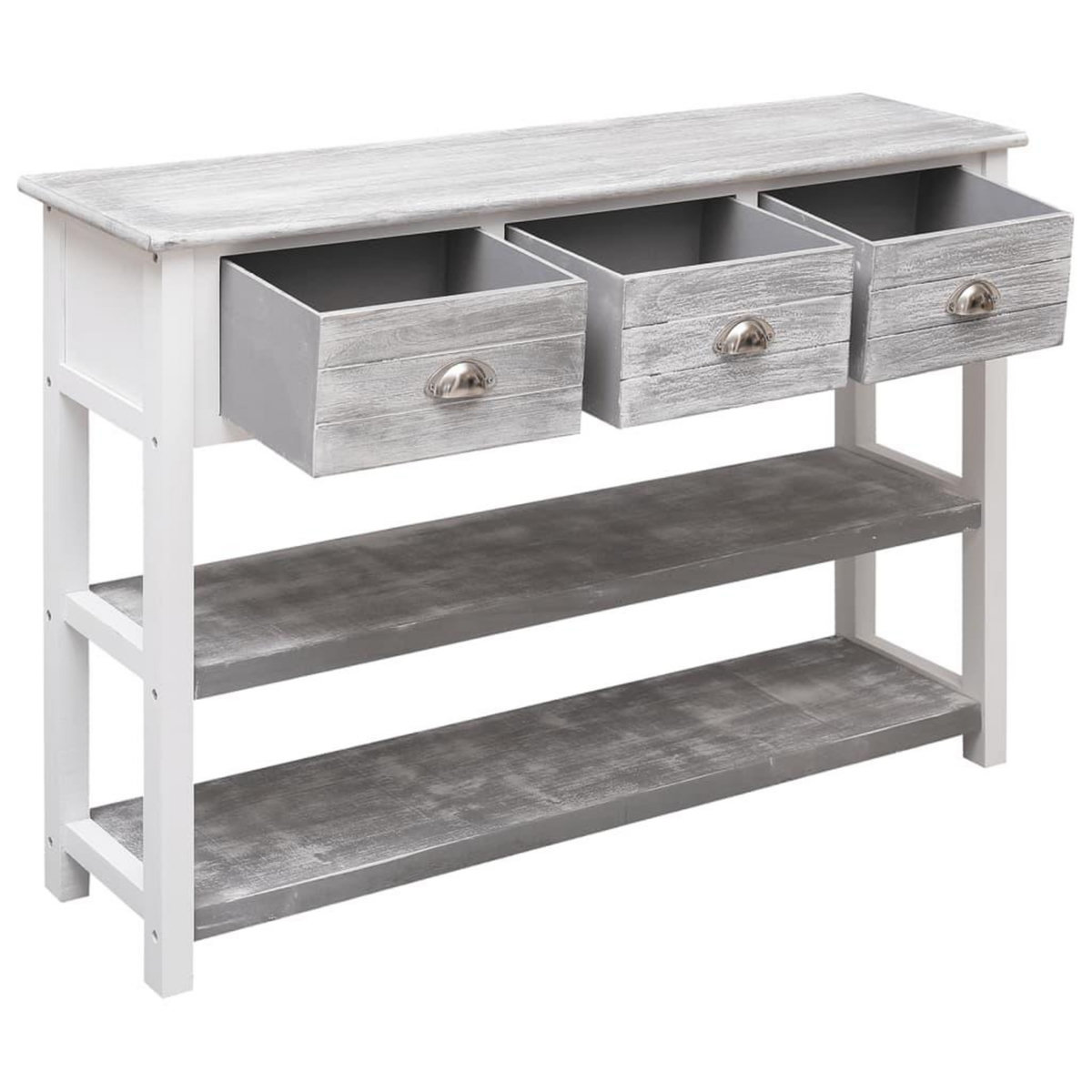 VIDAXL Buffet Gris antique 108x30x76 cm Bois de Paulownia massif