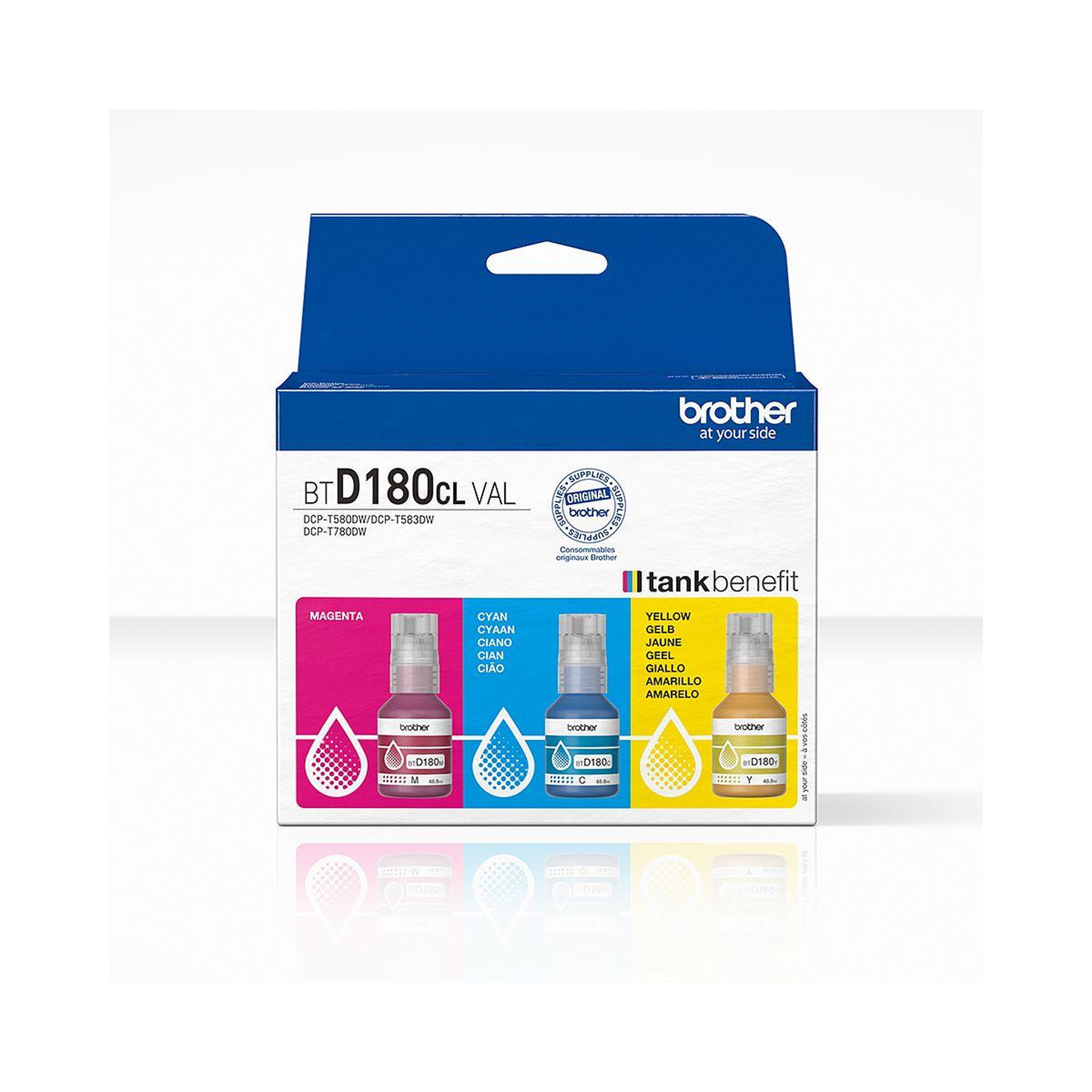 Brother Cartouche d'encre Pack 3 Bouteilles d'Encre BTD180 Couleurs (YMC) - BTD180VAL