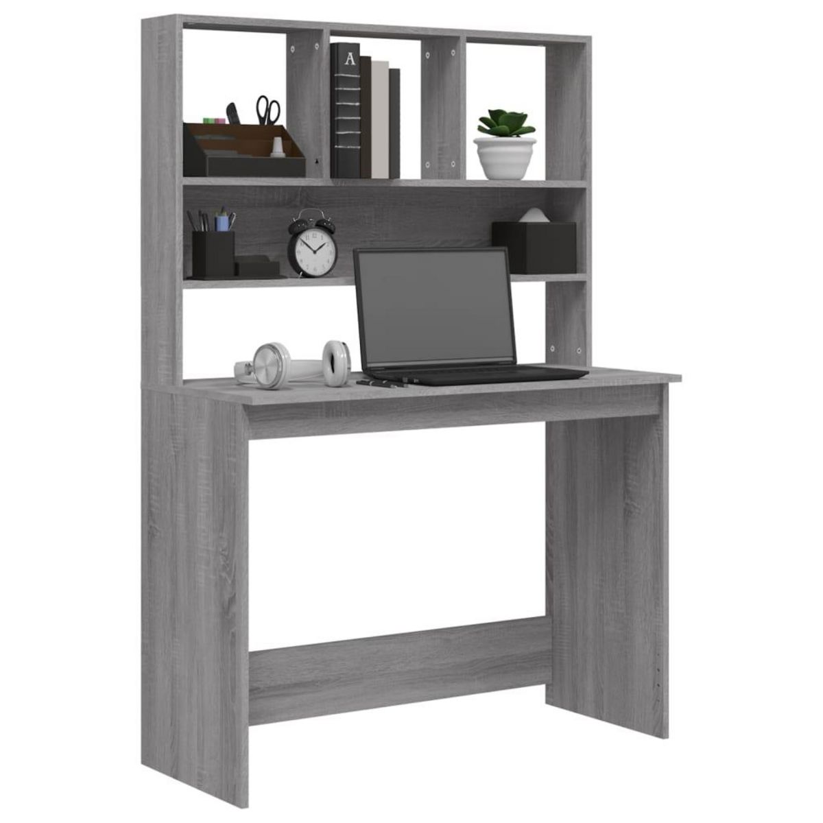 VIDAXL Bureau avec etageres Sonoma gris 102x45x148cm Bois d'ingenierie