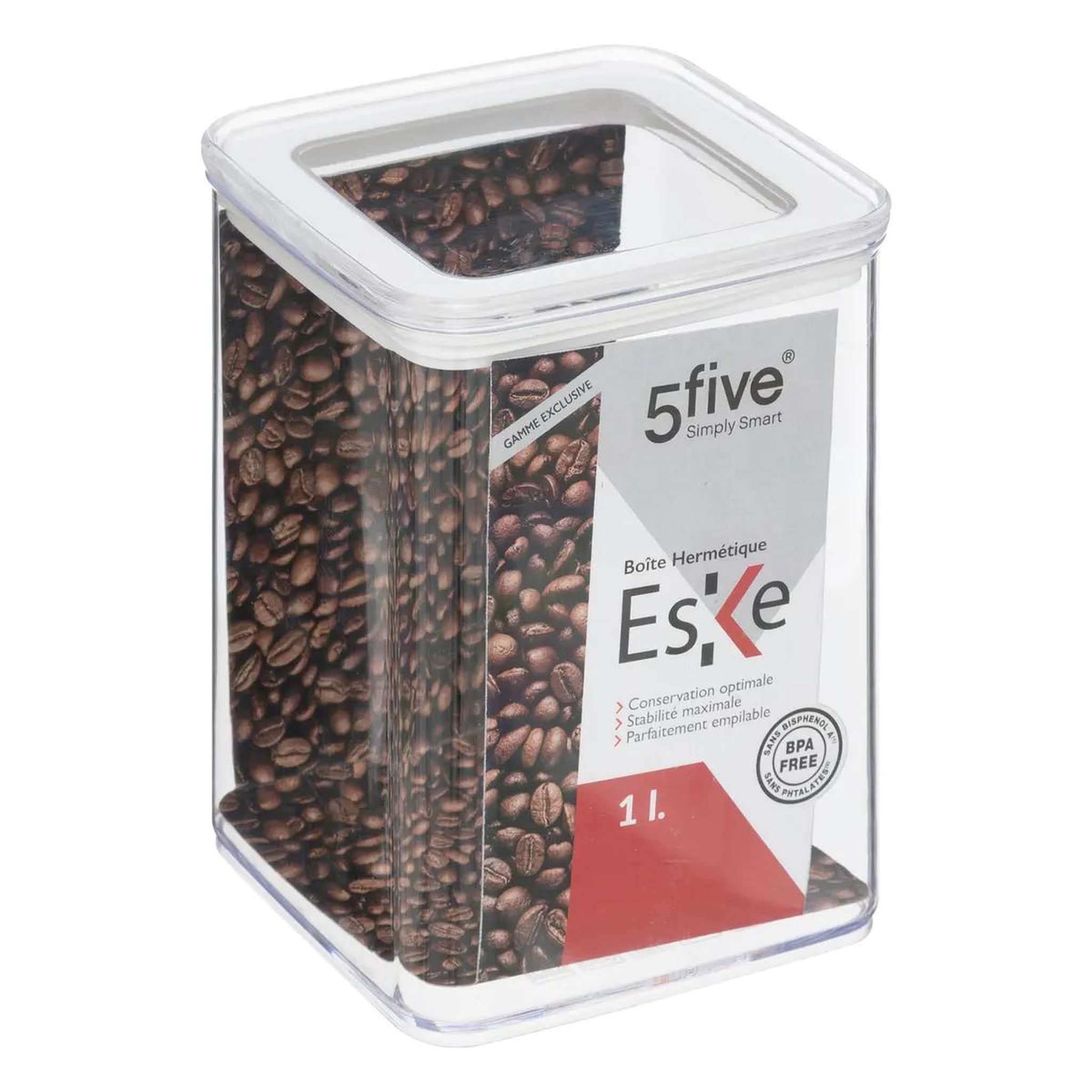 Voir la diapositive 3 : FIVE Boîte de conservation carrée  eske  1l blanc