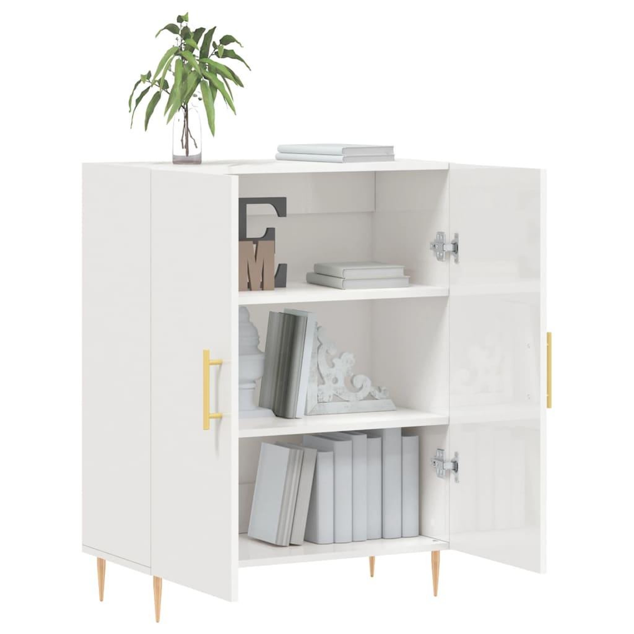 Voir la diapositive 4 : VIDAXL Buffet Blanc brillant 69,5x34x90 cm Bois d'ingenierie