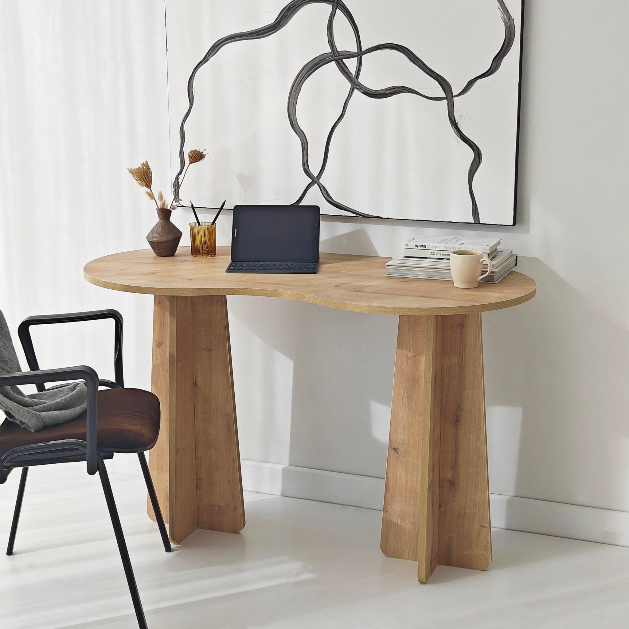 Voir la diapositive 2 : Habitat et Jardin Bureau en bois  infini  120 x 60 x 75 cm - chêne saphir