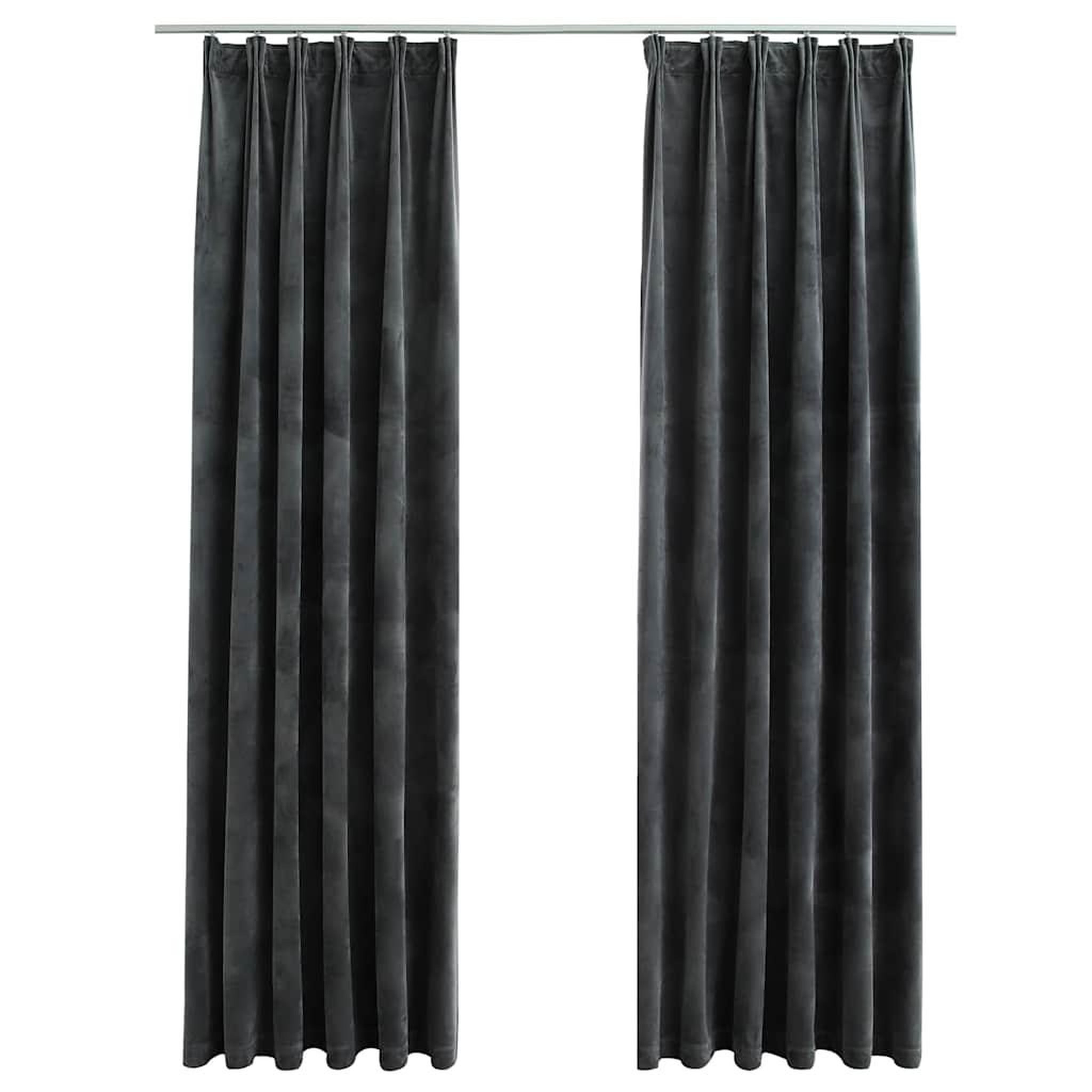 Voir la diapositive 2 : VIDAXL Rideaux occultants et crochet 2pcs Velours Anthracite 140x245cm