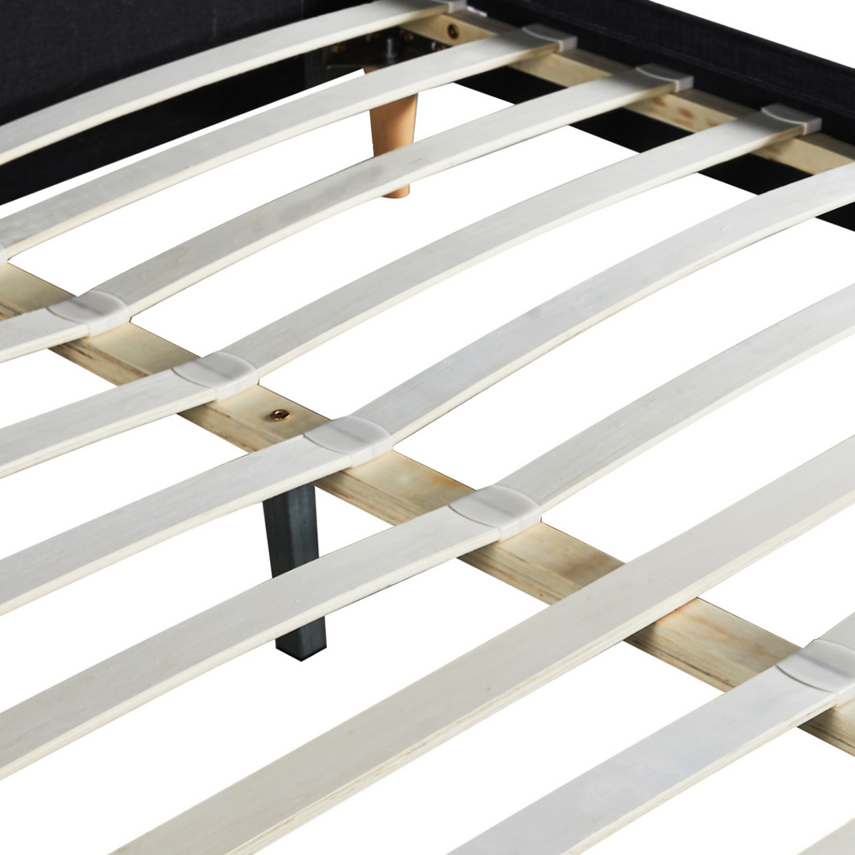 ID MARKET Lit double scandinave BALTA avec tête de lit et sommier 140 x 190 cm tissu noir