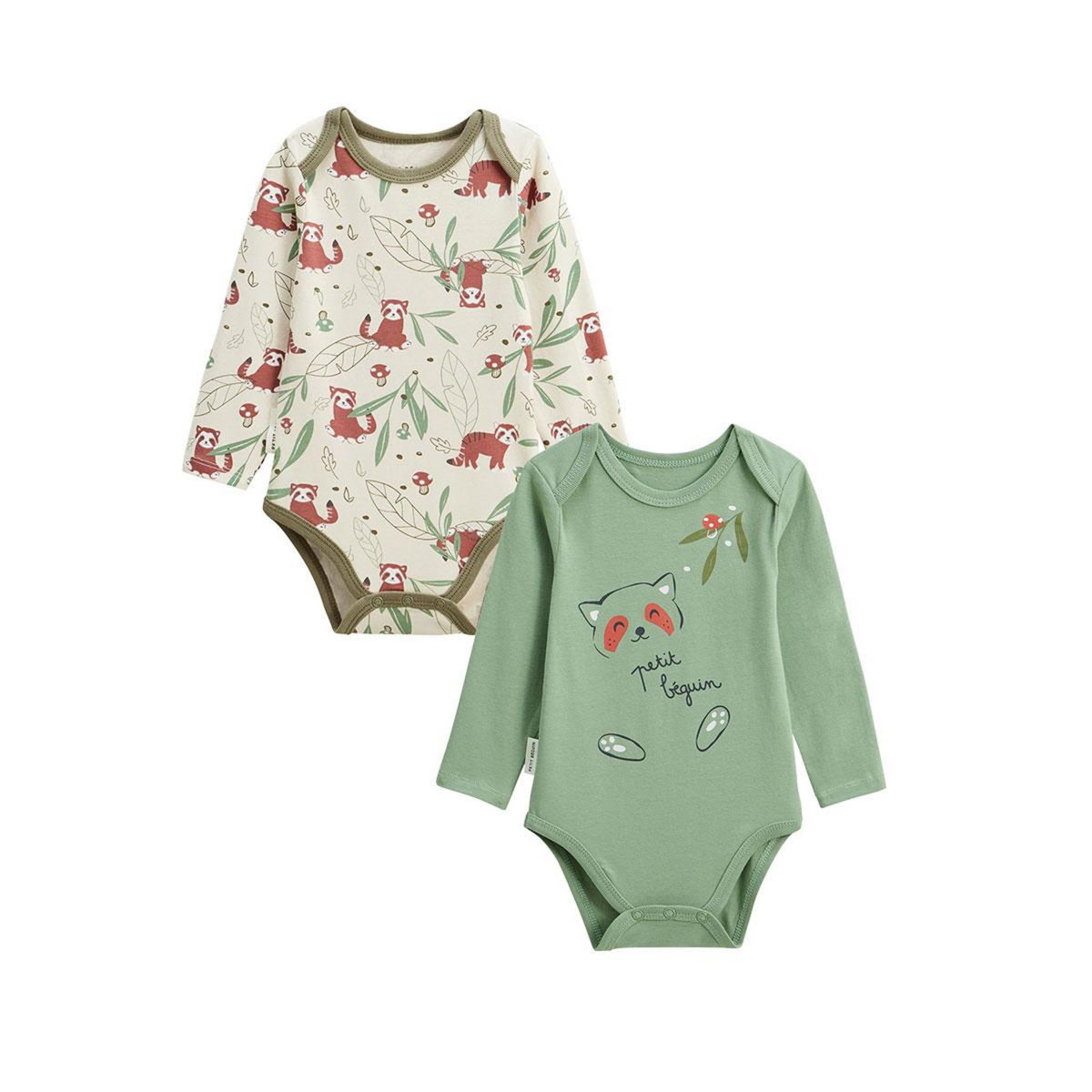 Petit Béguin Lot de 2 bodies bébé manches longues Gustin