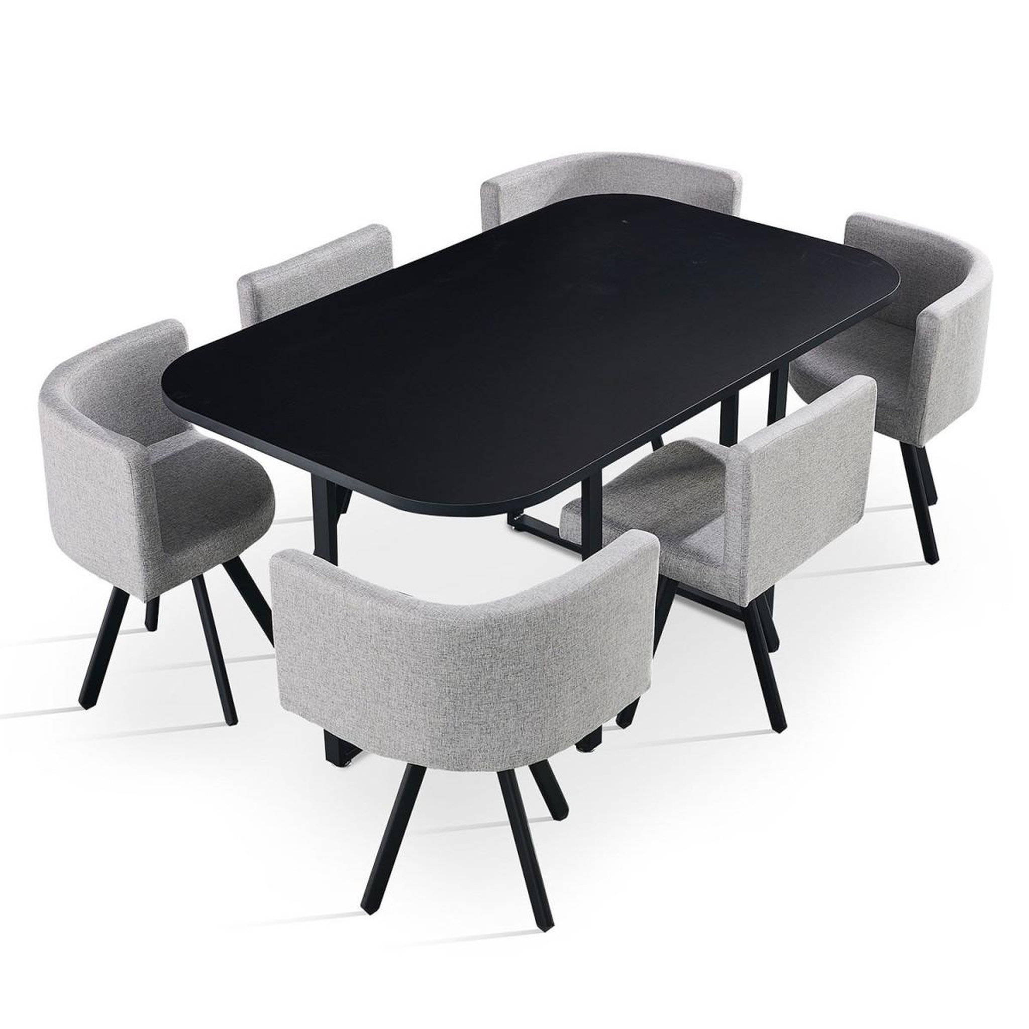 Paris Prix Ensemble Table & 6 Chaises  Oslo  150cm Noir & Gris