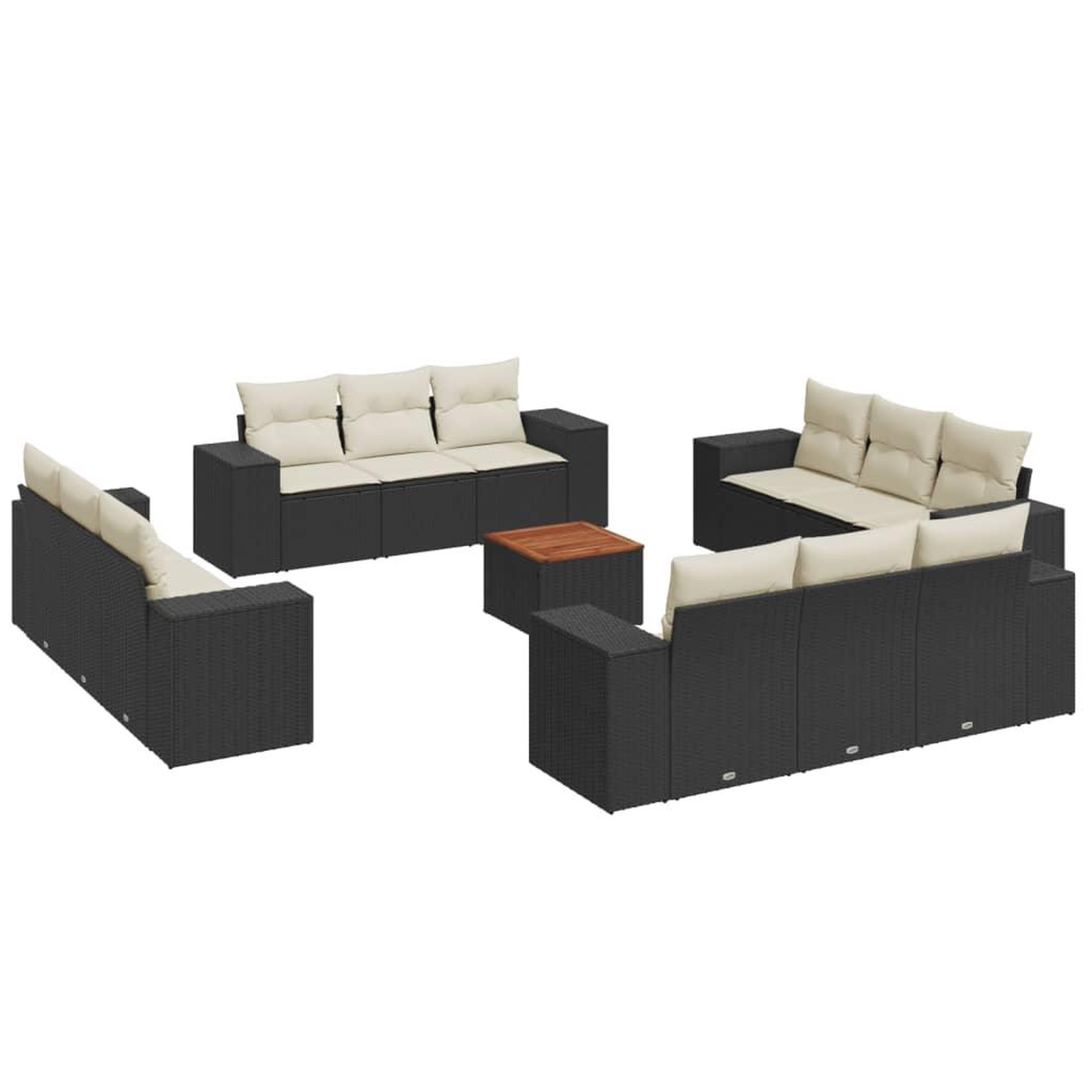 Voir la diapositive 2 : VIDAXL Salon de jardin avec coussins 13 pcs noir resine tressee