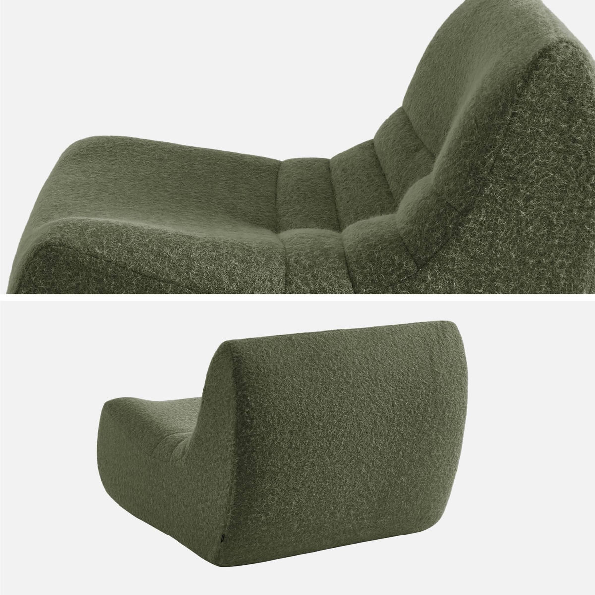 SWEEEK Chauffeuse tissu effet alpaca 2 places. kaki. style contemporain. L 91 x P 105 x H 72cm