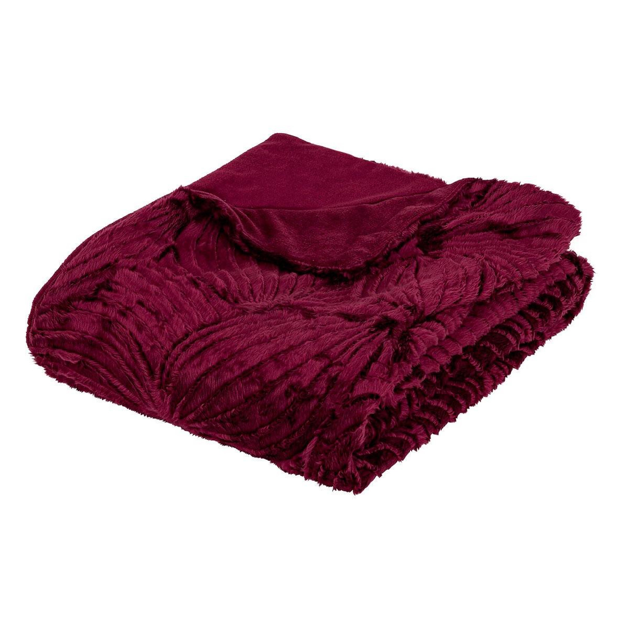 Voir la diapositive 1 : ATMOSPHERA Plaid imitation fourrure  automne  120x160cm rouge