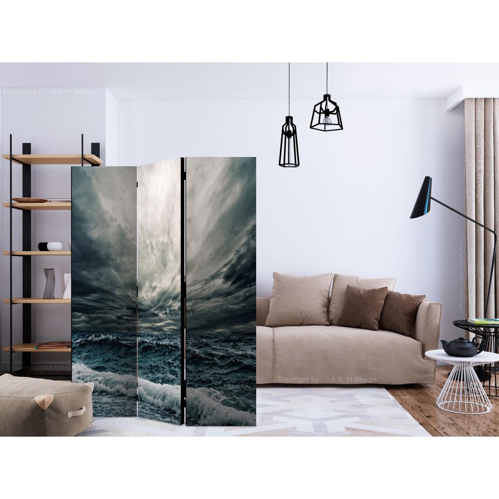 Voir la diapositive 2 : Paris Prix Paravent 3 volets  ocean waves  135x172cm