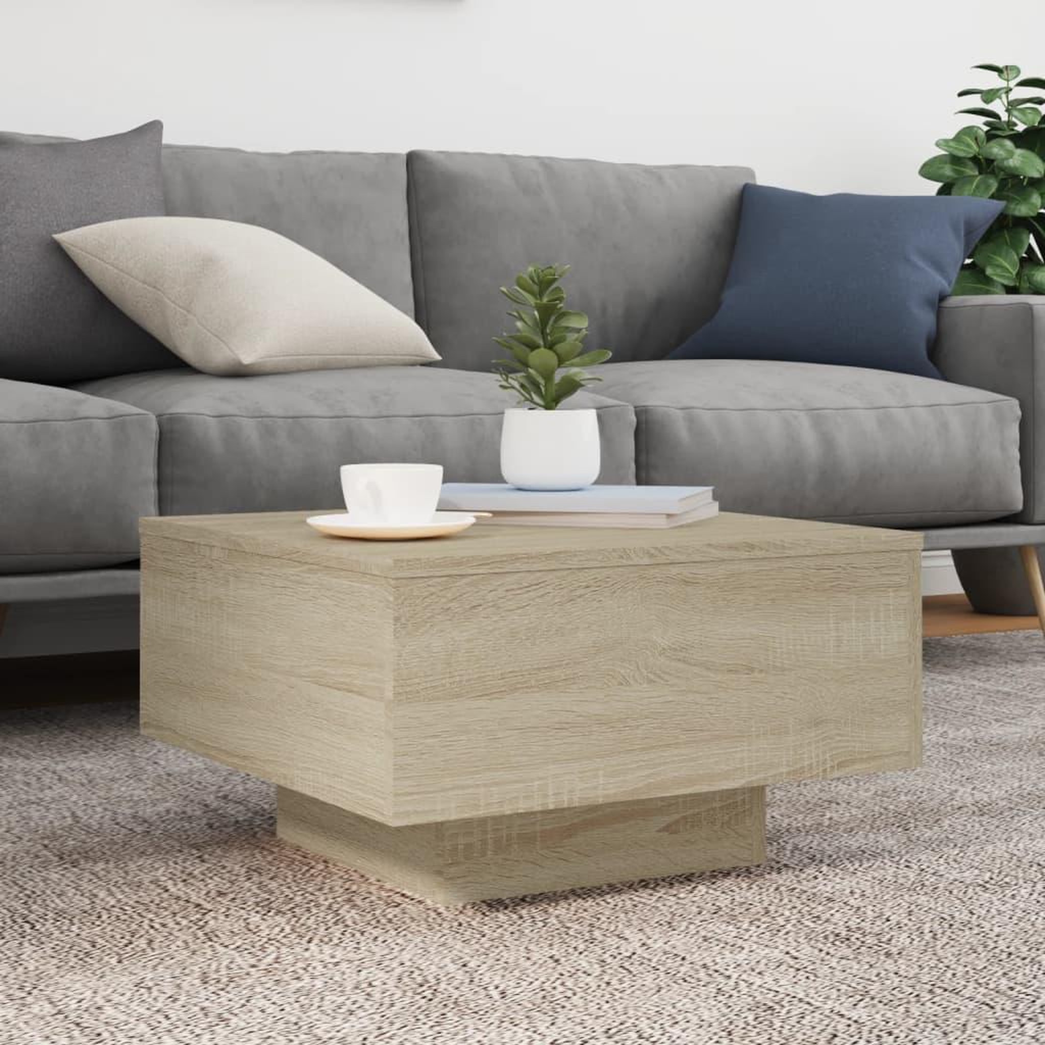 Voir la diapositive 3 : VIDAXL Table basse chene sonoma 55x55x31 cm bois d'ingenierie