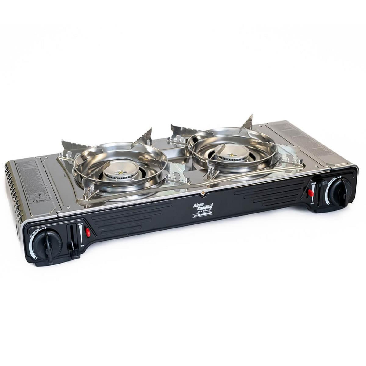 ALPENTECH Réchaud gaz 2 feux 4400W Inox Thermocouple Interieur / Exterieur ATLAS ALPEN