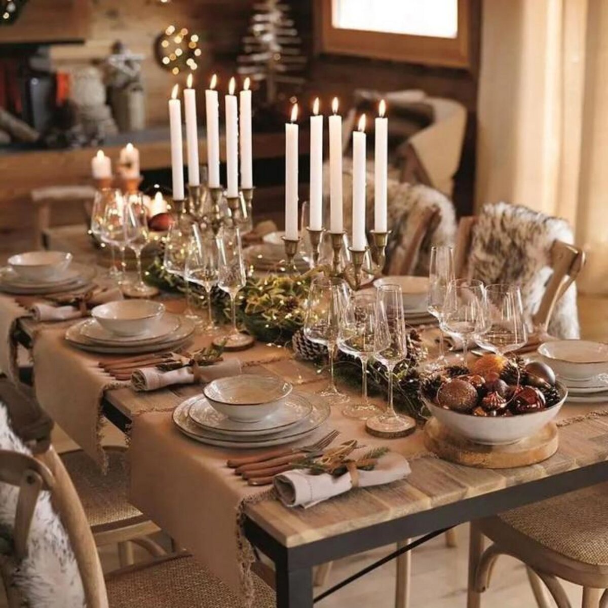 ATMOSPHERA Lot de 4 Serviettes de Table  Chambray  40x40cm Gris Clair