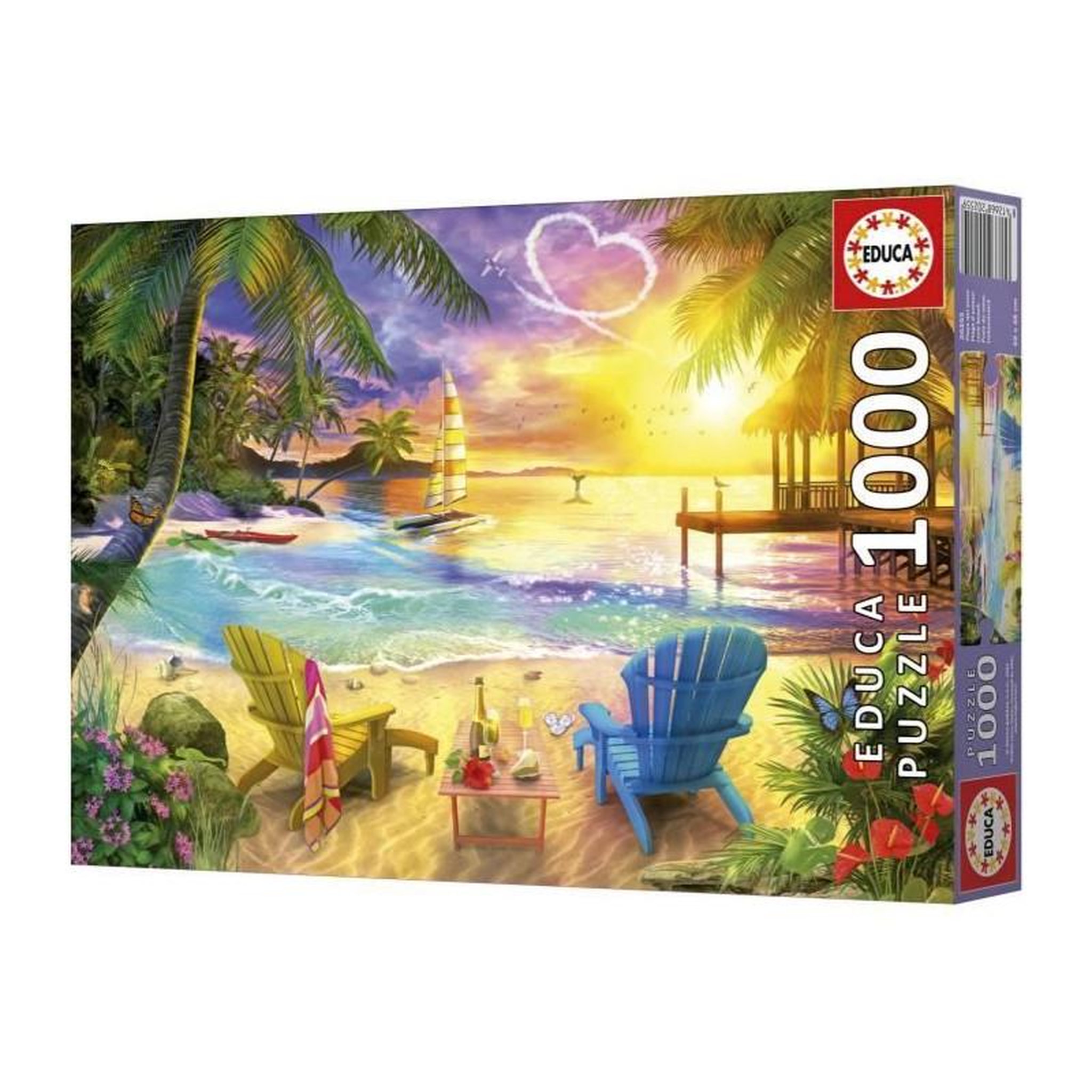 Voir la diapositive 3 : EDUCA Puzzle 1000 pièces – Plage d’Amour – Paysage romantique en bord de mer – 68 x 48 cm – Adulte – Educa