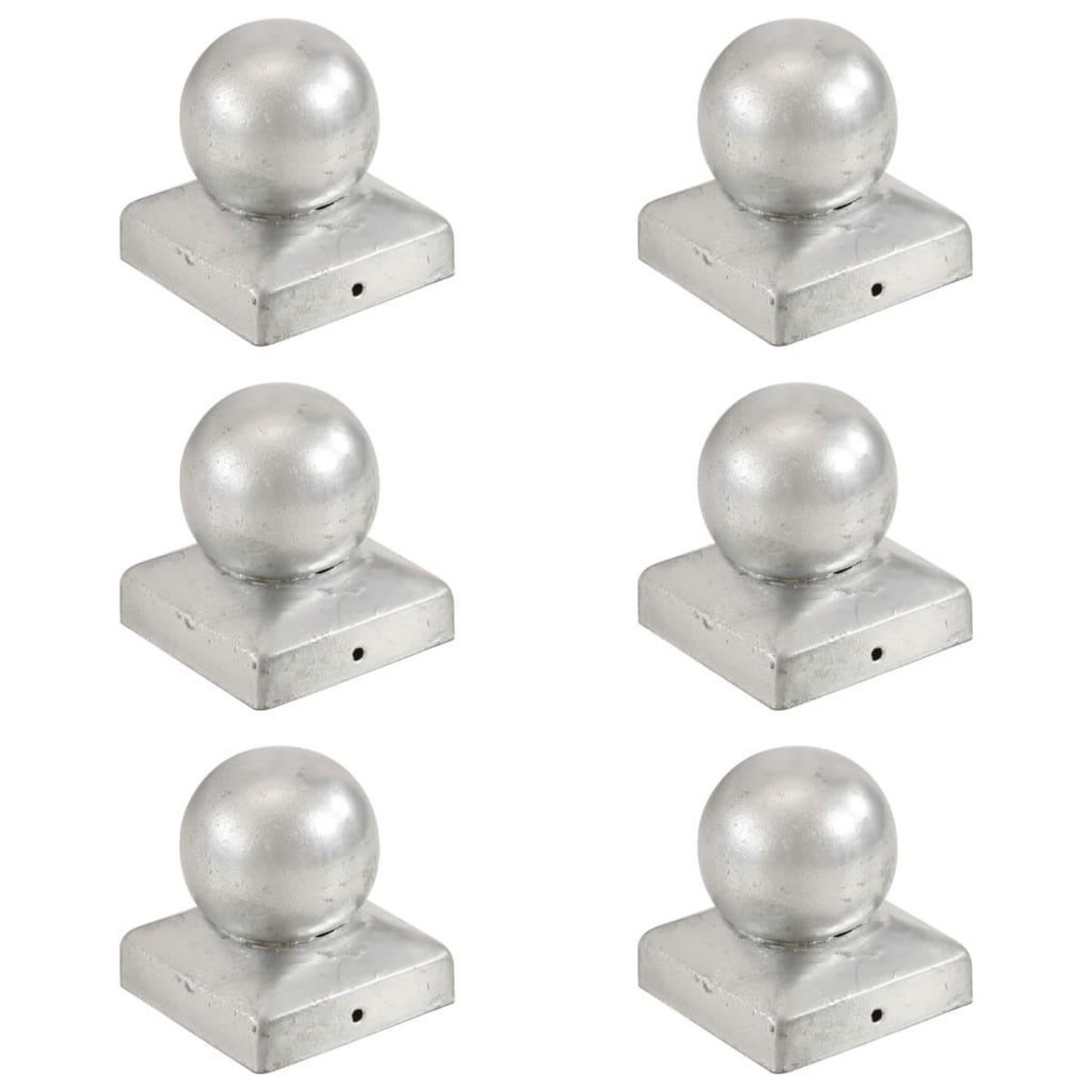 VIDAXL Bouchons de poteau 6 pcs Globe final Metal galvanise 71x71 mm