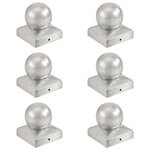 VIDAXL Bouchons de poteau 6 pcs Globe final Metal galvanise 71x71 mm