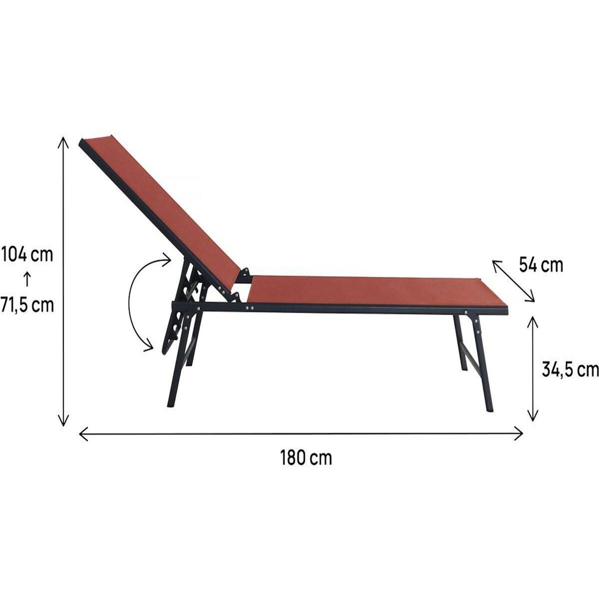 Habitat et Jardin Lot de 2 bains de soleil en métal  Sublima  - 180 x 54 x 104 cm - Terracotta
