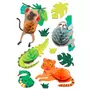Graine créative 10 stickers 3D animaux de la jungle 6 cm