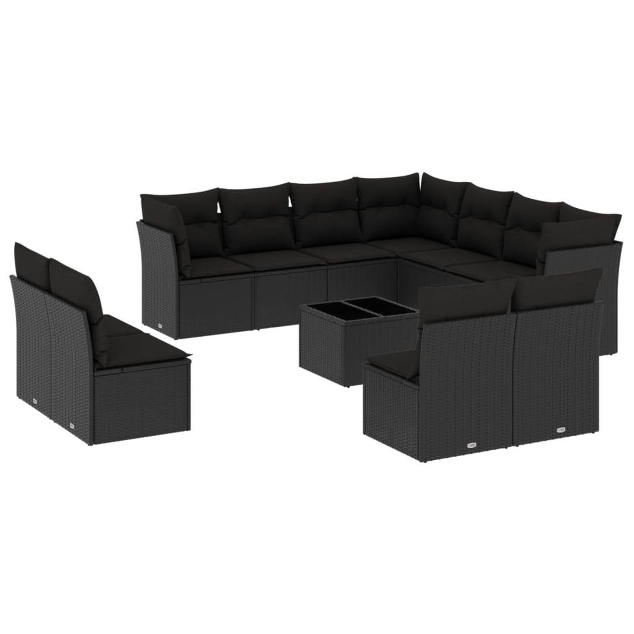 Voir la diapositive 2 : VIDAXL Salon de jardin 12 pcs avec coussins noir resine tressee