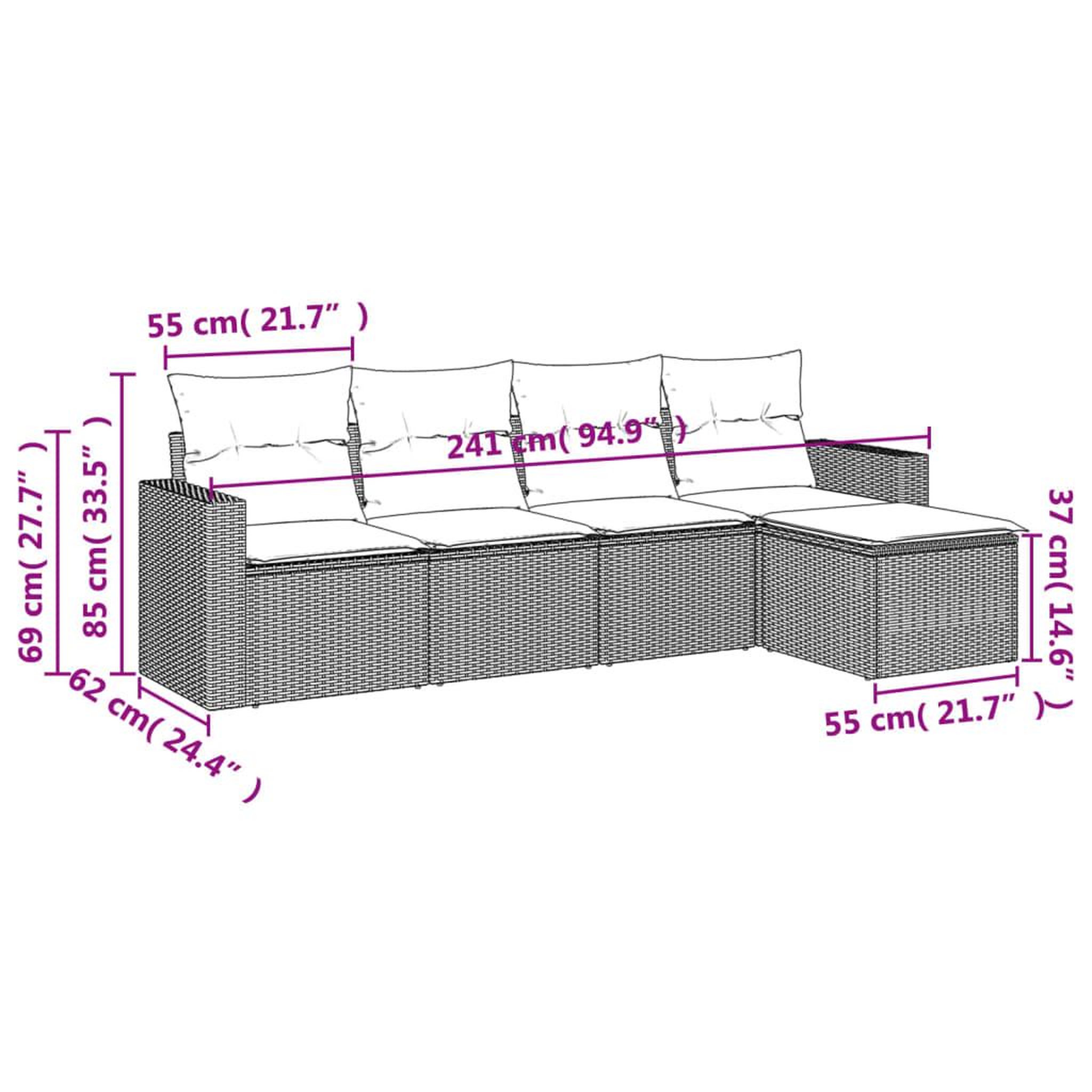 Voir la diapositive 3 : VIDAXL Salon de jardin avec coussins 5 pcs beige resine tressee