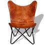 Voir la diapositive 3 : VIDAXL Chaise papillon Marron Cuir veritable