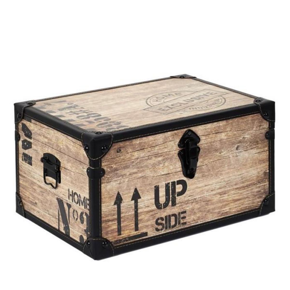 Paris Prix Lot de 3 Malles Déco  Indus  56cm Marron & Noir