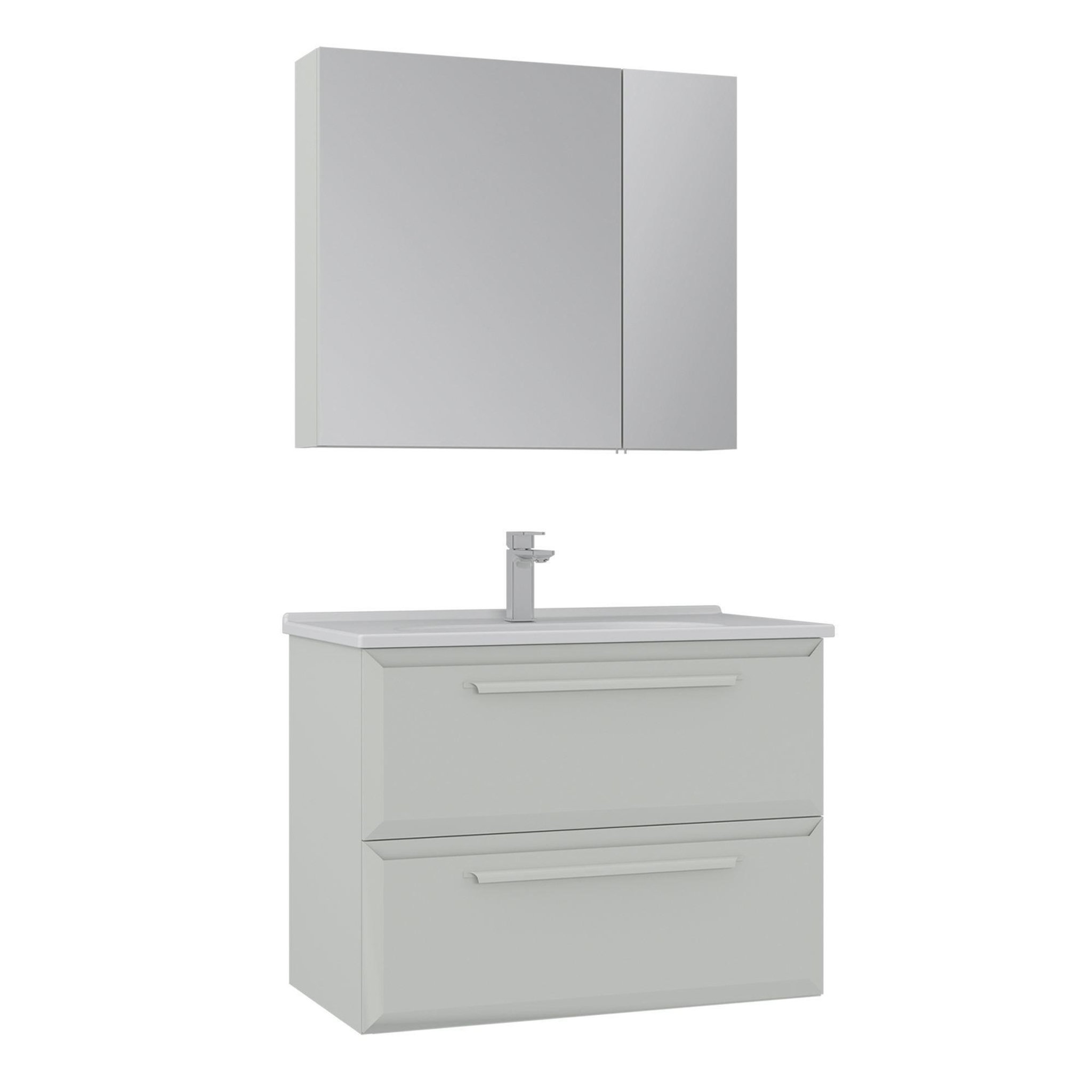 Habitat et Jardin Meuble avec simple vasque et miroir  Nuvola 80 v2  - 80 x 50 x 62 cm - Cashmere