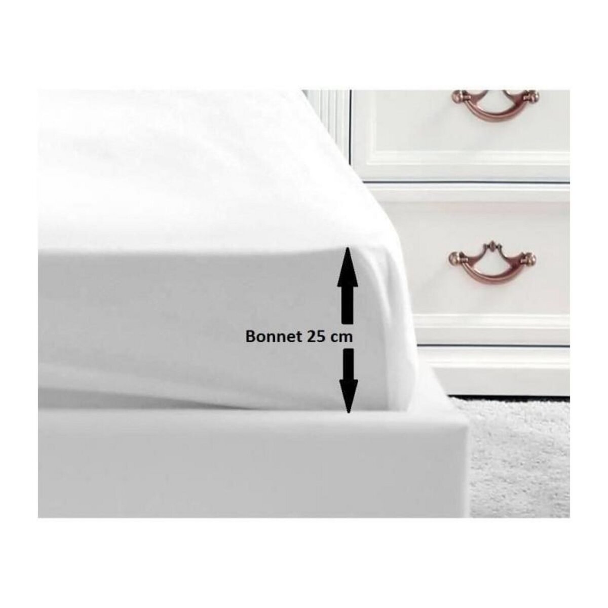 LOVELY HOME LOVELY HOME Drap Housse 100% coton 140x190x25 cm blanc