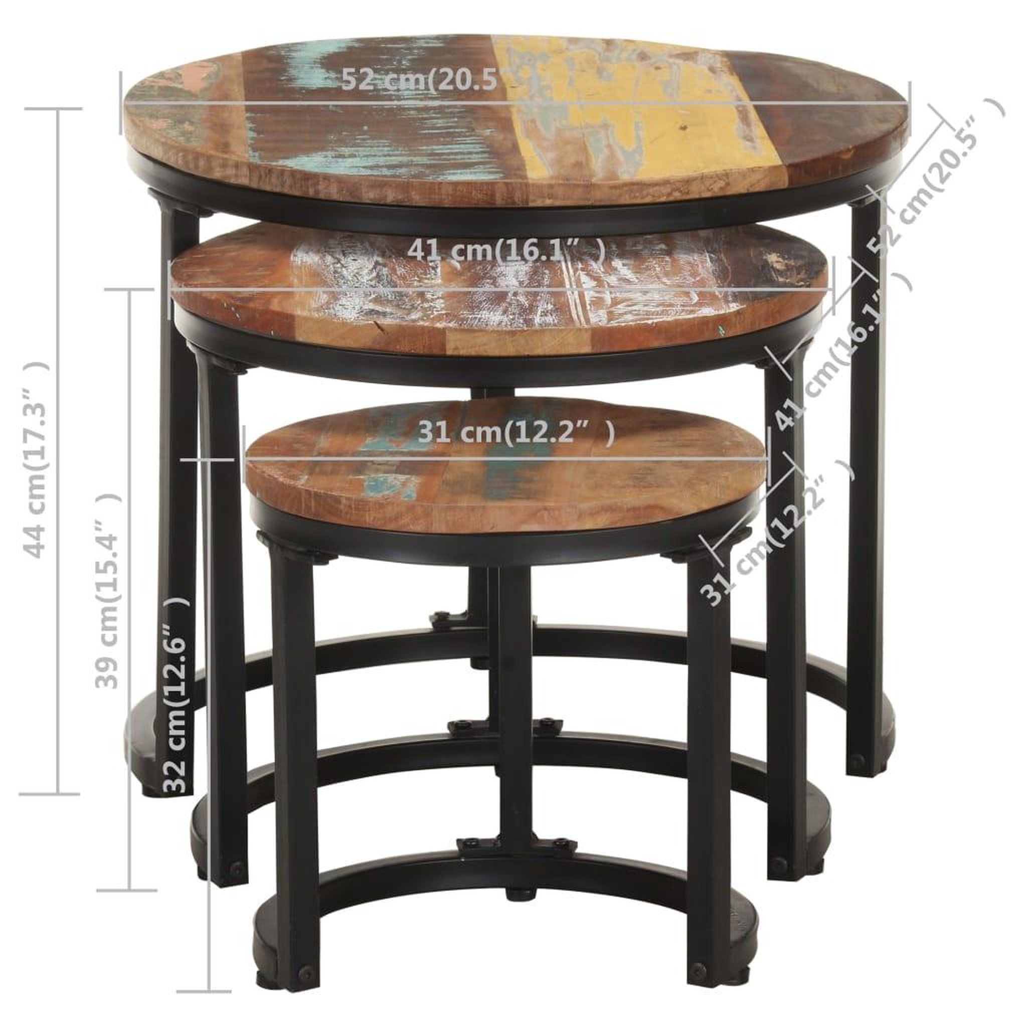 Voir la diapositive 6 : VIDAXL Tables d'appoint 3 pcs Bois de recuperation massif