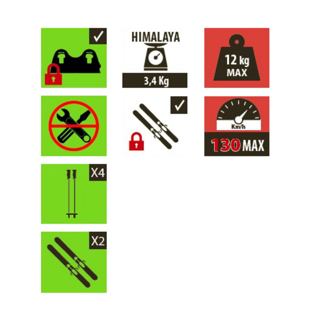 MENABO Porte-skis magnétique Himalaya - 2 paires de skis