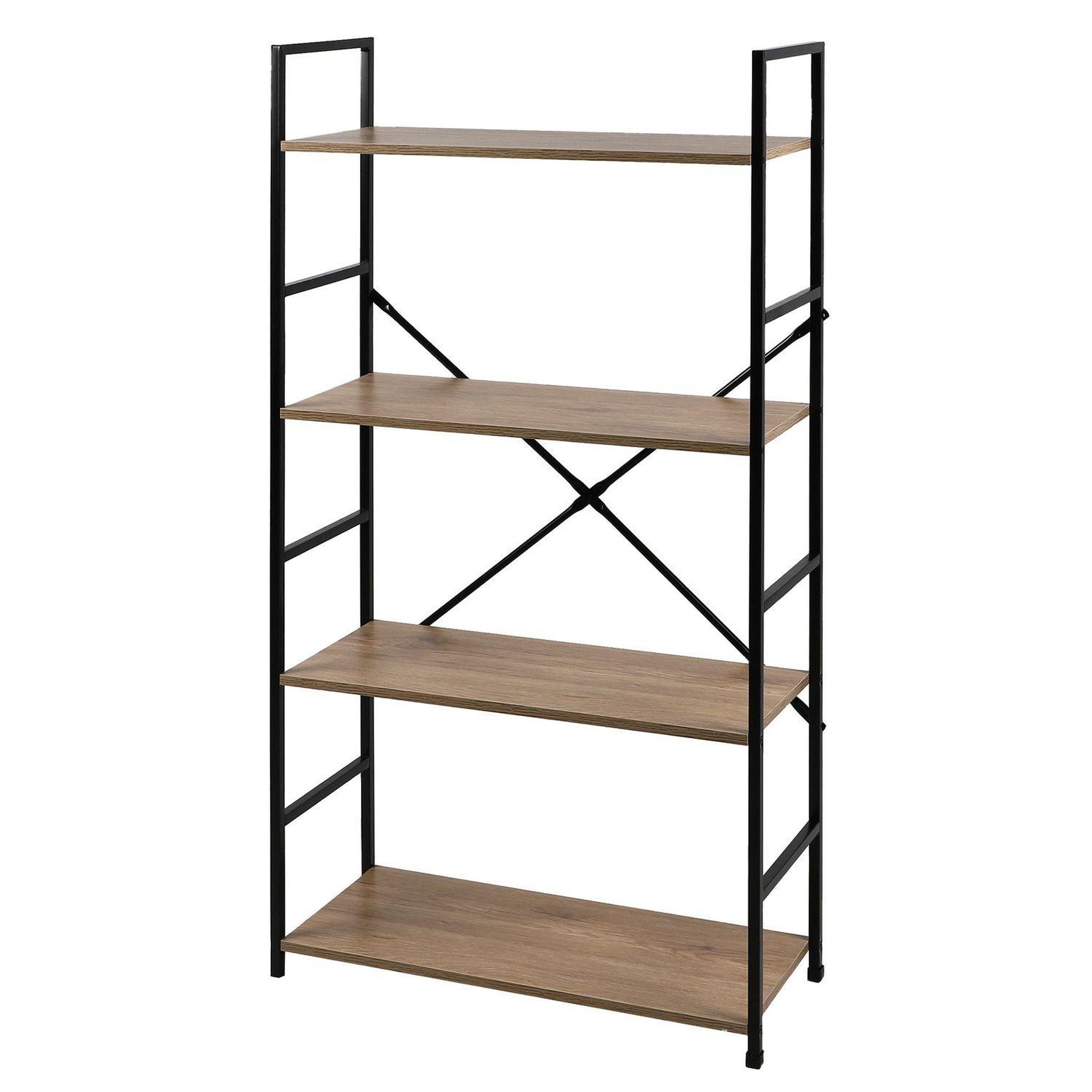 TOILINUX Etagère droite large 4 niveaux colorado h.48 en métal et mdf - beige et noir
