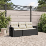 VIDAXL Salon de jardin 3 pcs avec coussins noir resine tressee