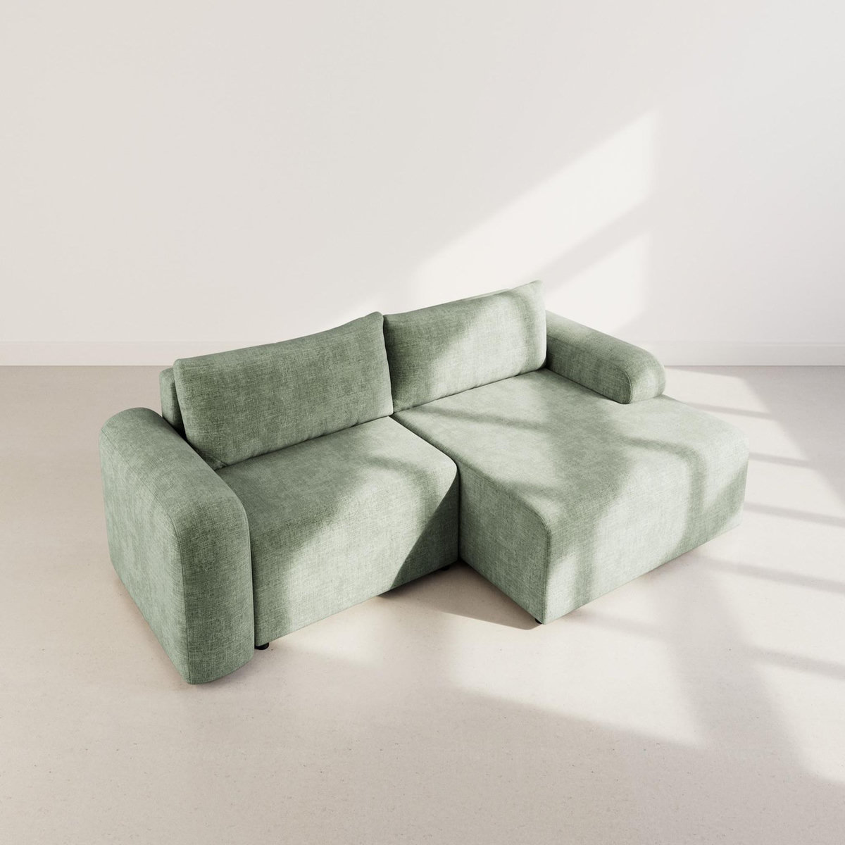 BEST MOBILIER Rebecca - canapé d'angle droit 4 places convertible avec coffre en velours texturé