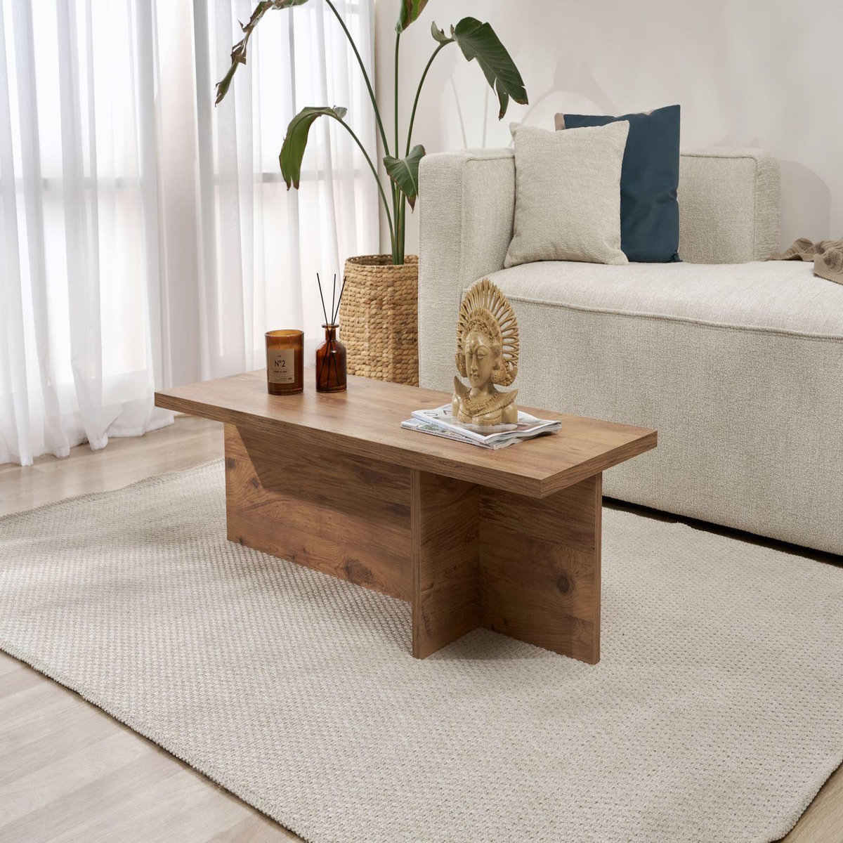 Habitat et Jardin Table basse en bois  Harbor  - 120 x 45 x 30 cm - Pin atlantique