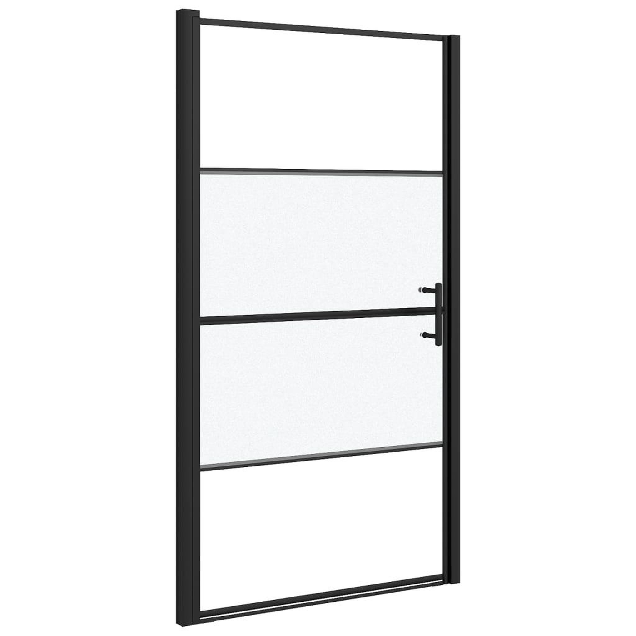 Voir la diapositive 2 : VIDAXL Porte de douche 100x178 cm Verre trempe demi-depoli Noir