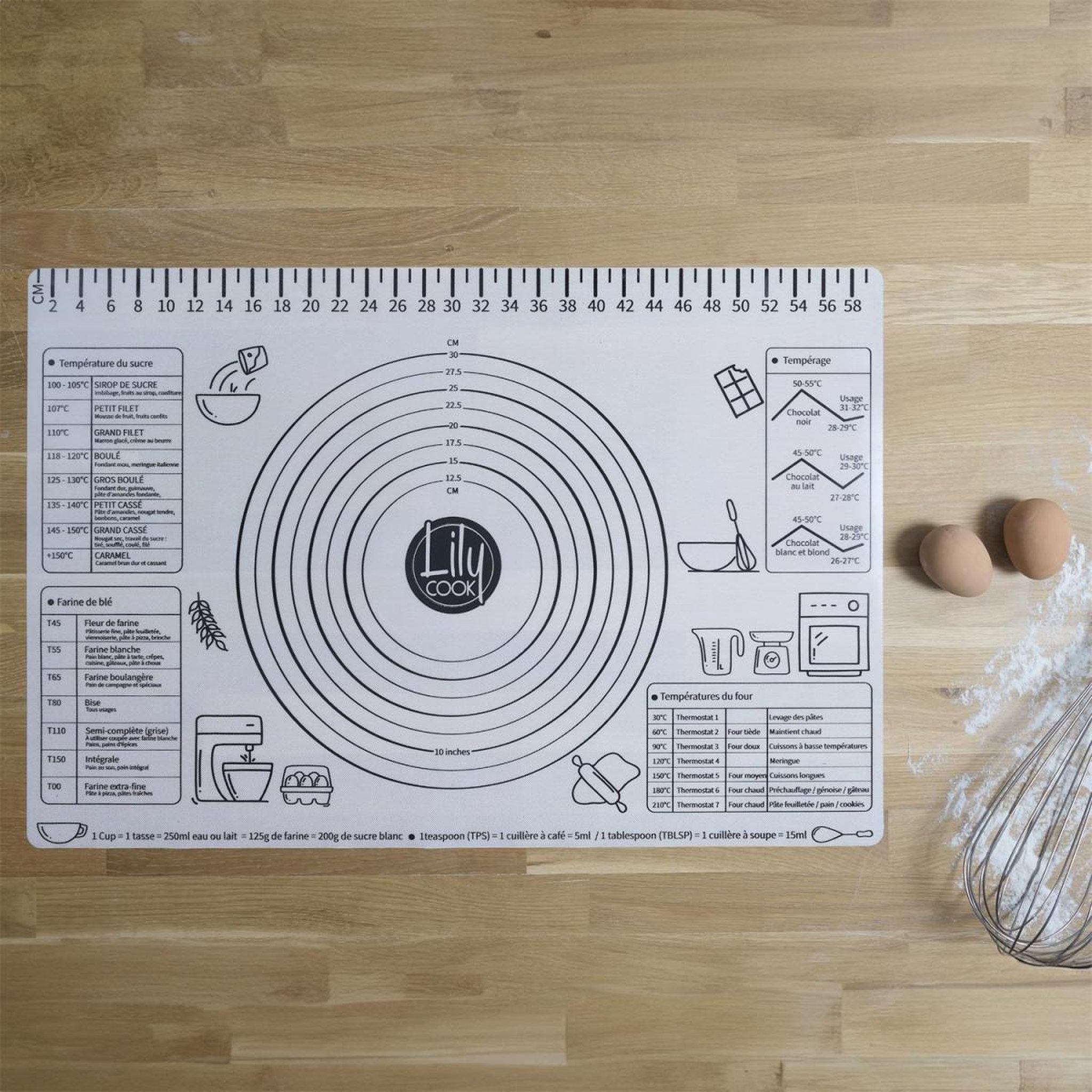 Voir la diapositive 2 : Lily Cook Tapis de pâtisserie gradué  anti adhésif  40x60cm gris