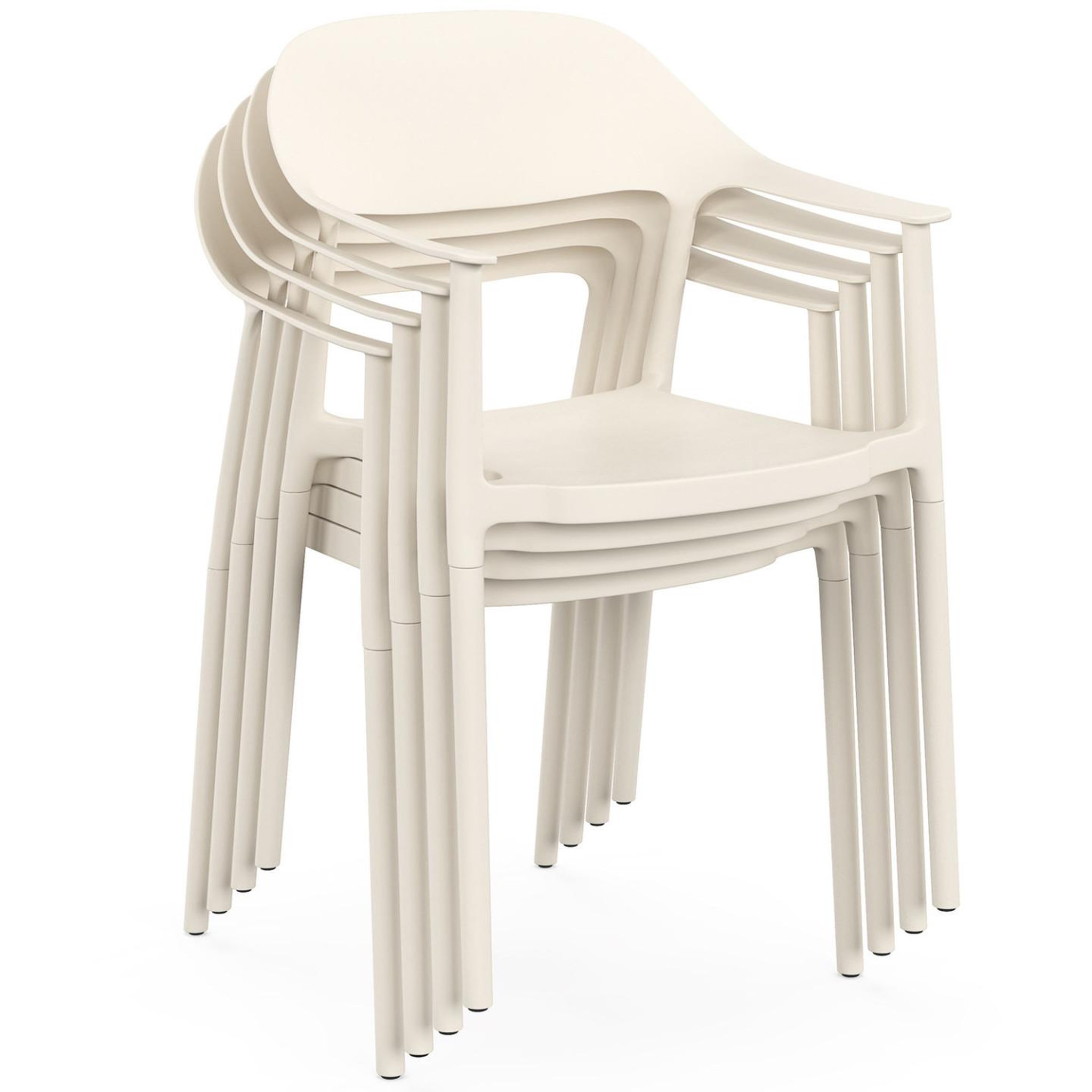 Voir la diapositive 4 : ID MARKET Lot de 4 chaises de jardin empilables suzon en polypropylène beige