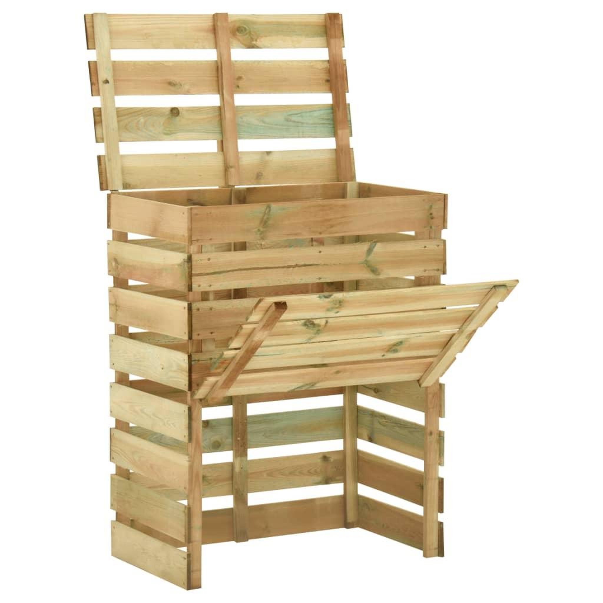 Voir la diapositive 2 : VIDAXL Composteur de jardin a lattes 4 pcs 80x50x100 cm Pin impregne