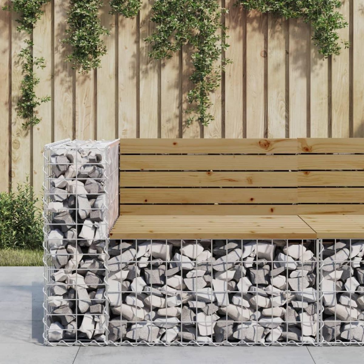 VIDAXL Banc de jardin design gabion 92x71x65,5cm bois de pin impregne