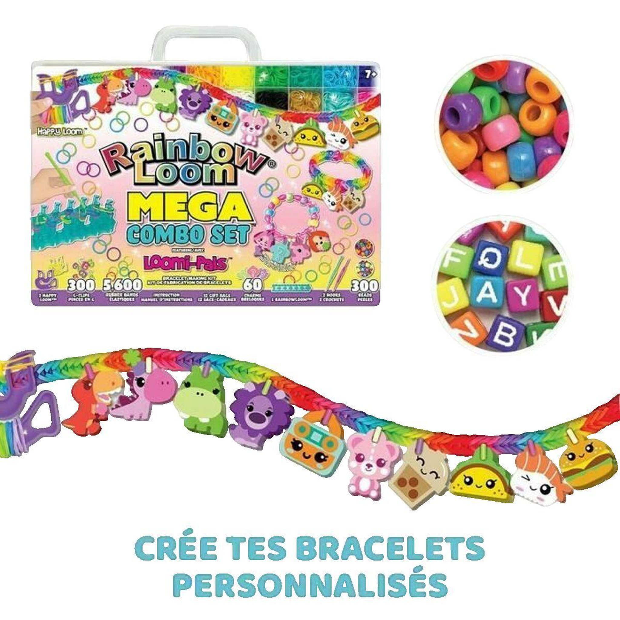 BANDAI Kit de fabrication de bracelets Bandai Rainbow Loom Mega Combo Set multicolore