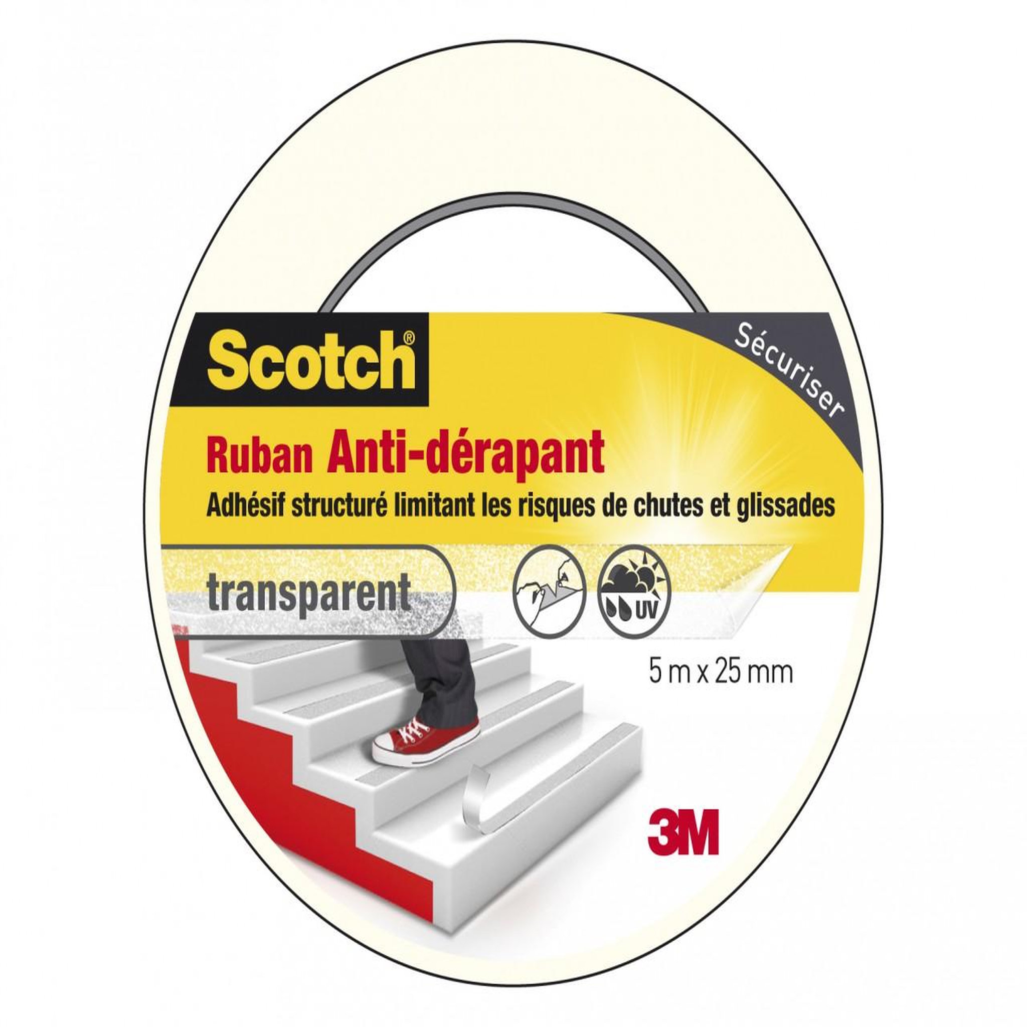 CENTRALE BRICO Ruban antidérapant de  SCOTCH, une face L.5 m x l.25 mm transparent