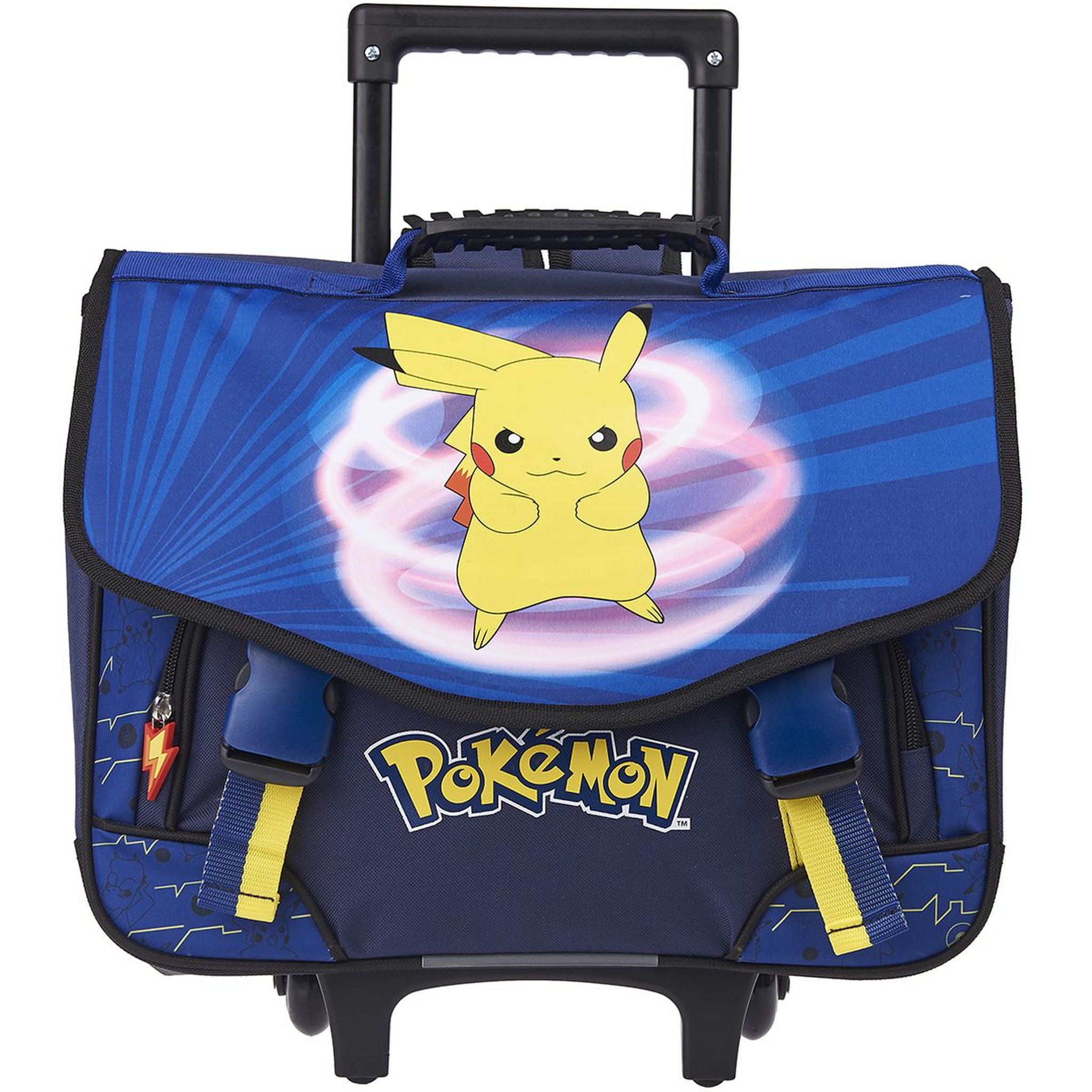 Voir la diapositive 1 : NINTENDO Cartable à roulettes 41 cm CM1/CM2 bleu et jaune Pokemon