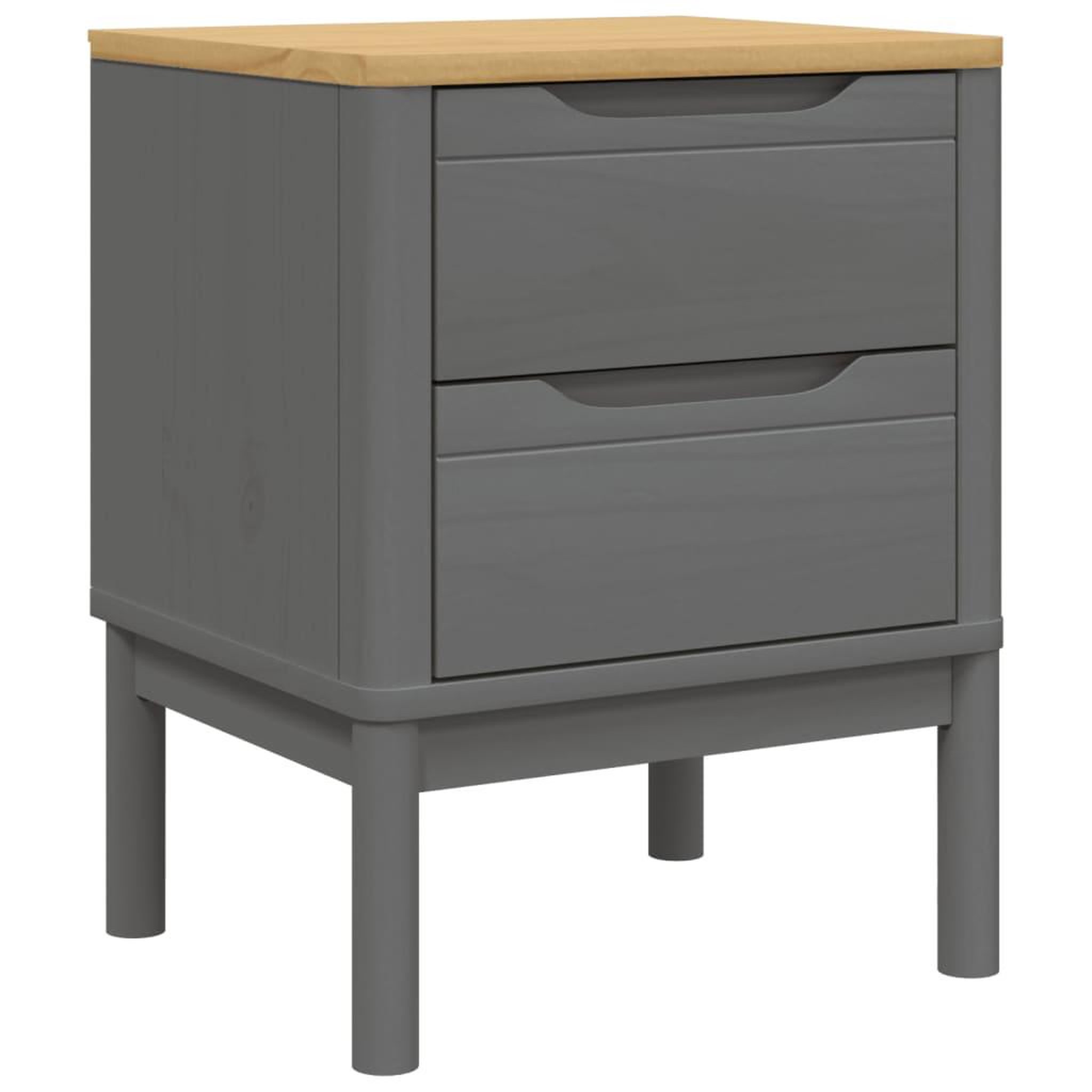 Voir la diapositive 2 : VIDAXL Table de chevet FLORO gris 45x39x57 cm bois de pin massif