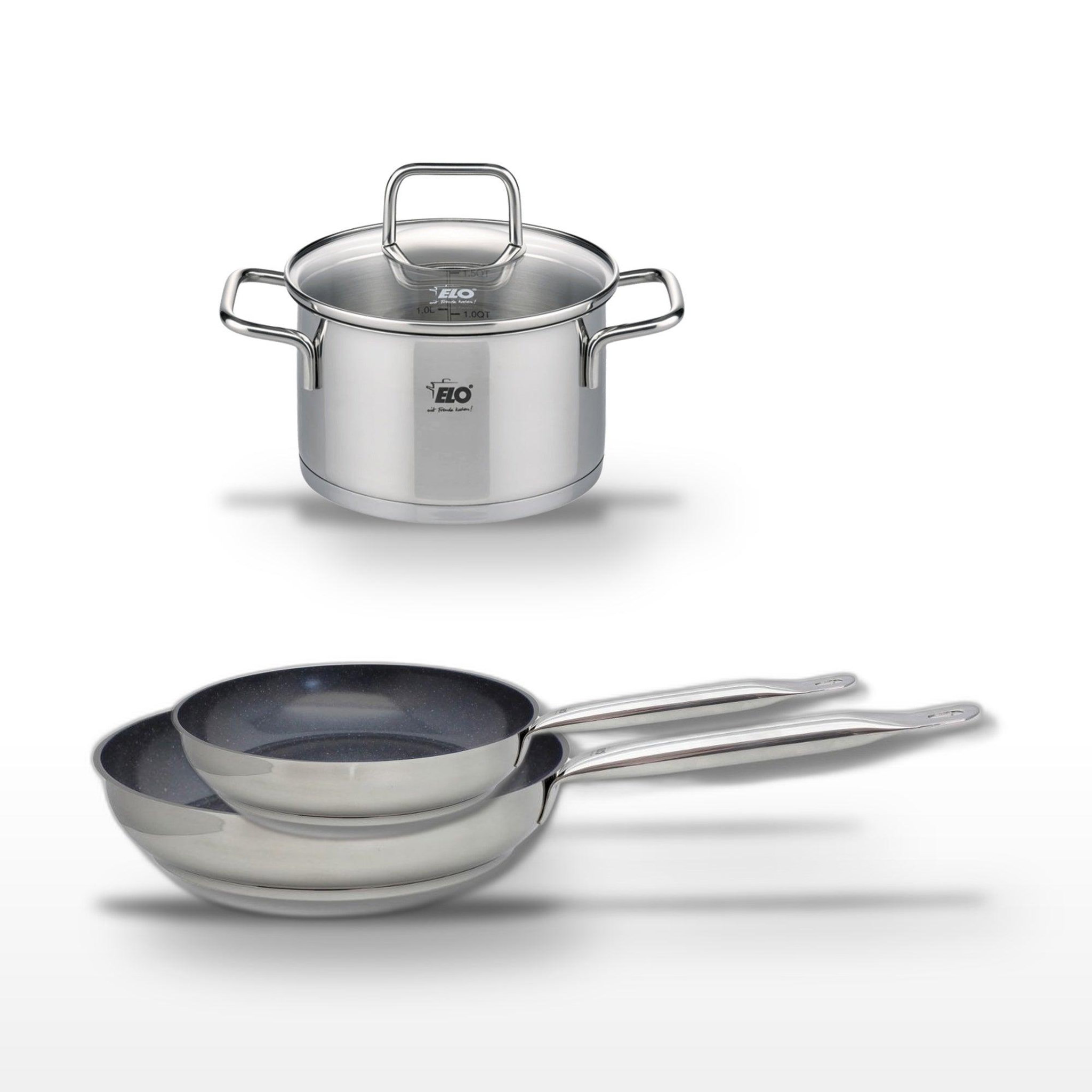 ELO Lot poêles 24cm & 28cm elo profi therm platinum avec faitout 14cm